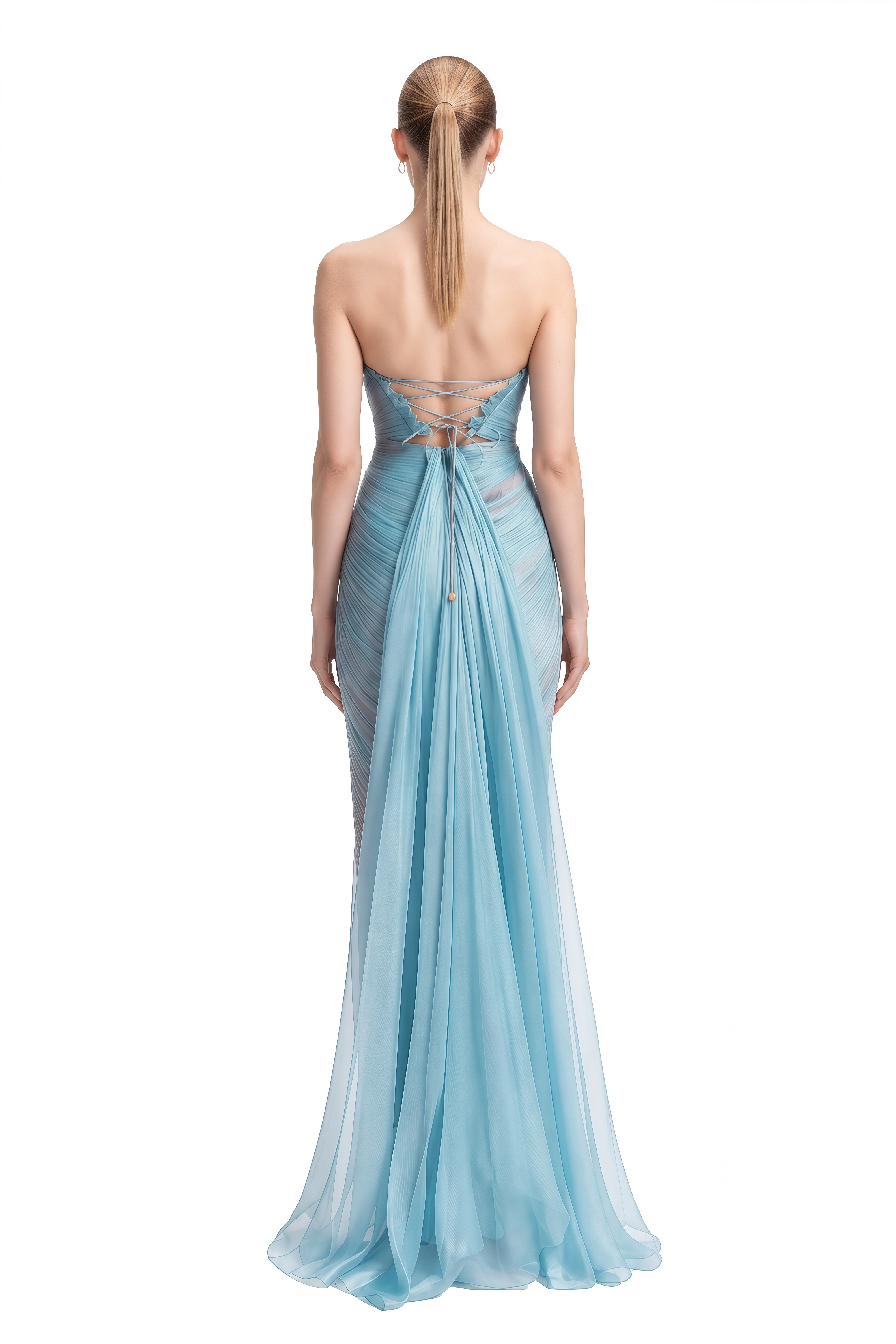 Eloise Light Blue Strapless Cut-Out Maxi Dress