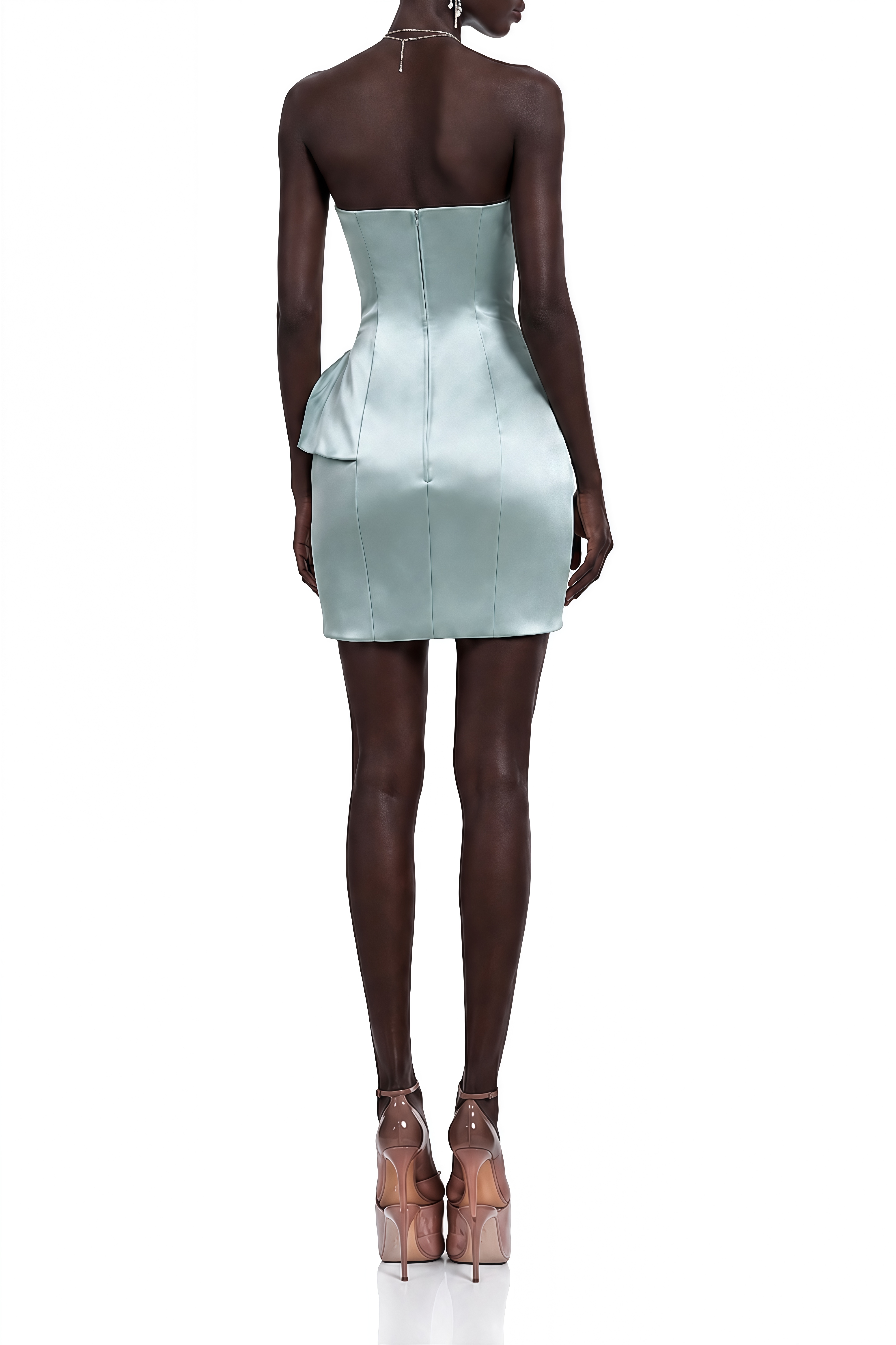 Willow Green Strapless Ruffled Mini Dress