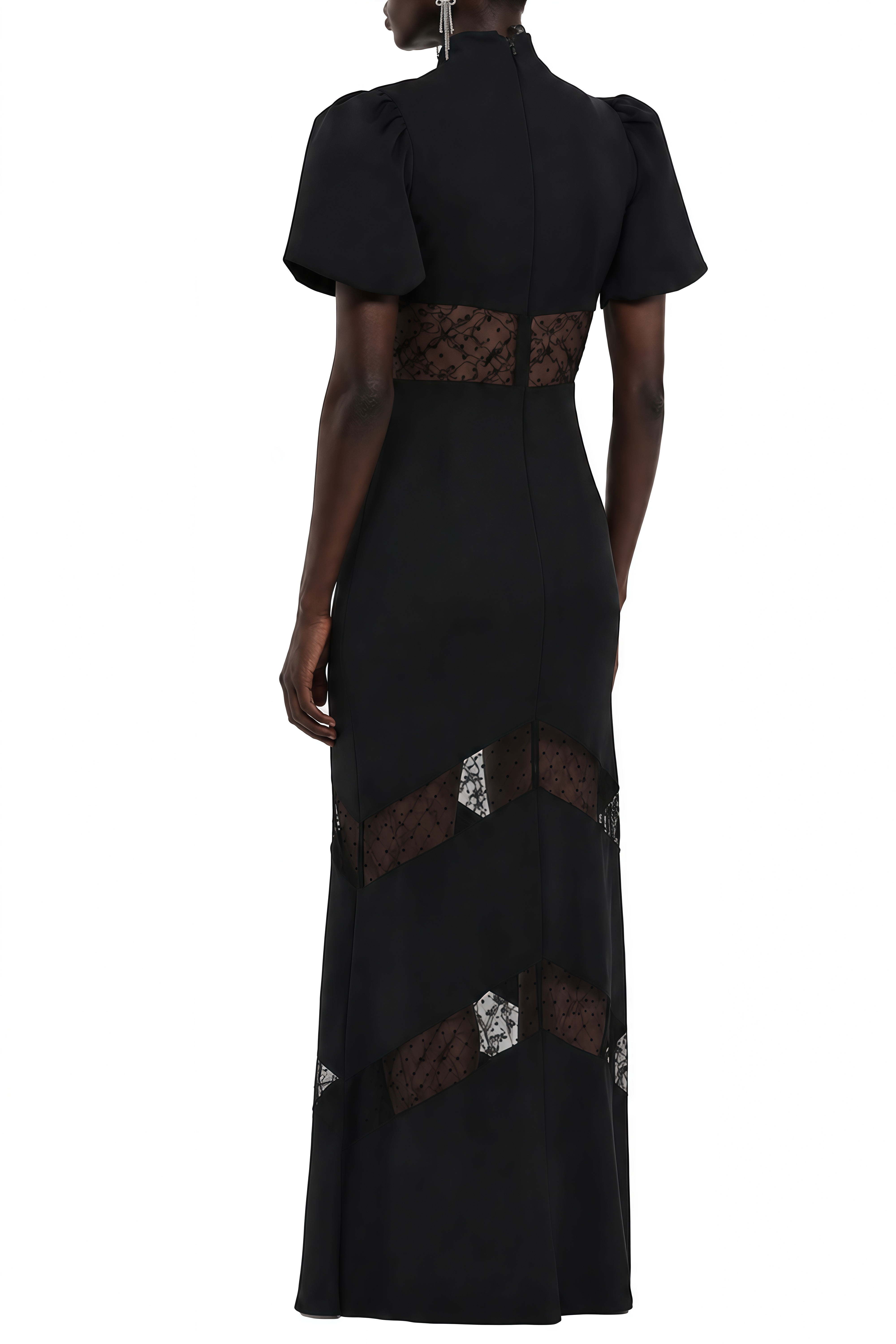 Diana Black Turtleneck Lace Maxi Dress