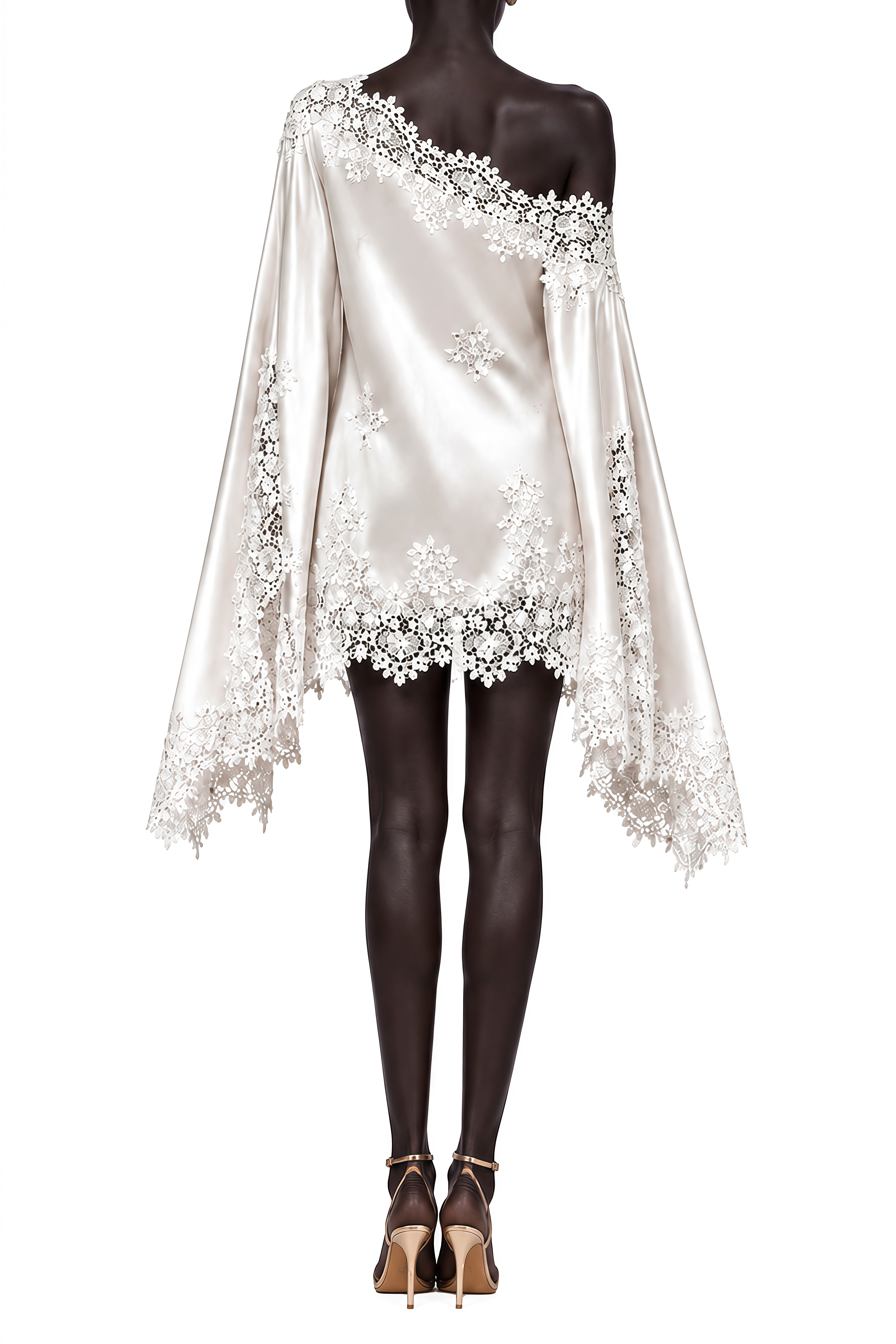 Charlotte White One Shoulder Lace Mini Dress