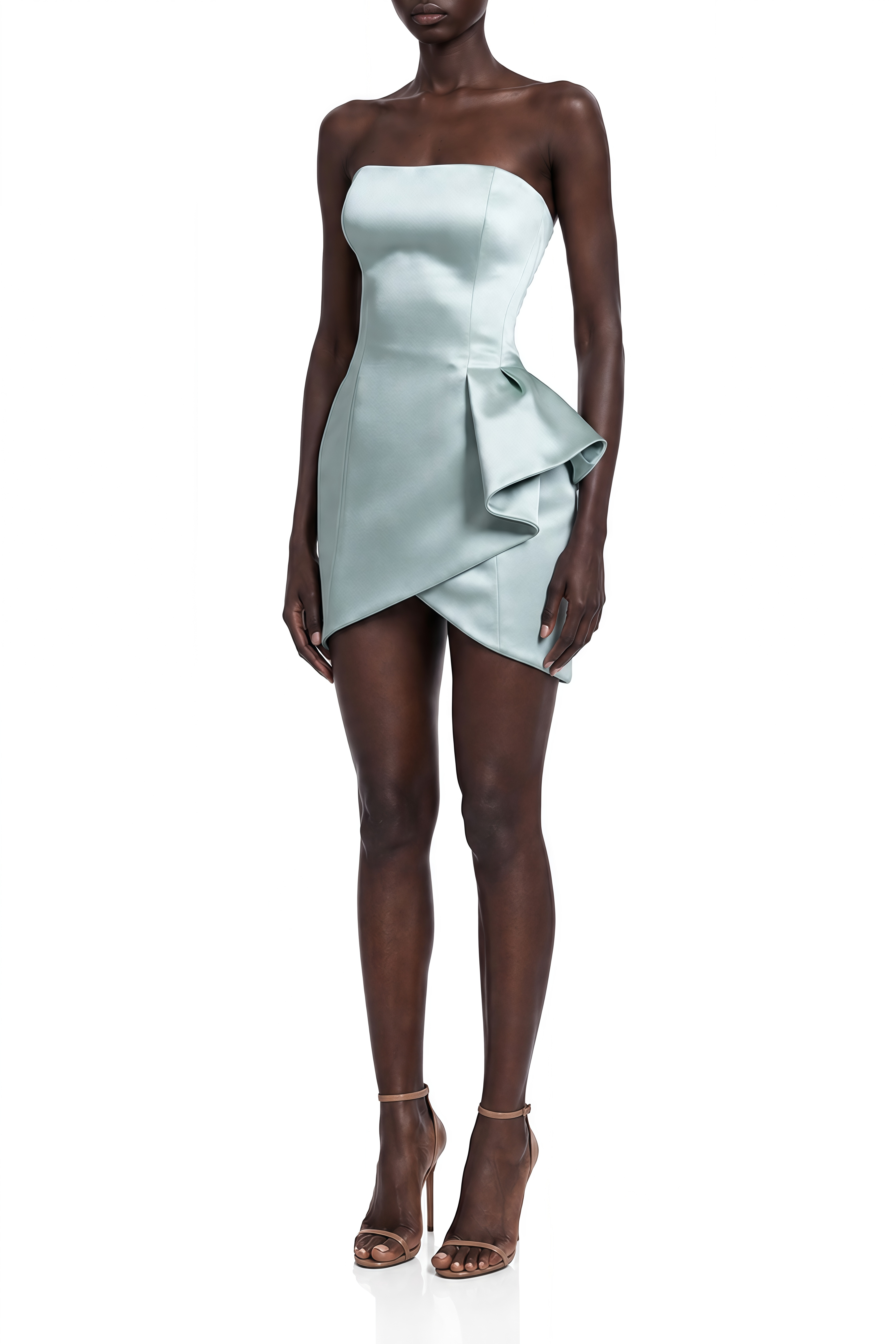 Willow Green Strapless Ruffled Mini Dress