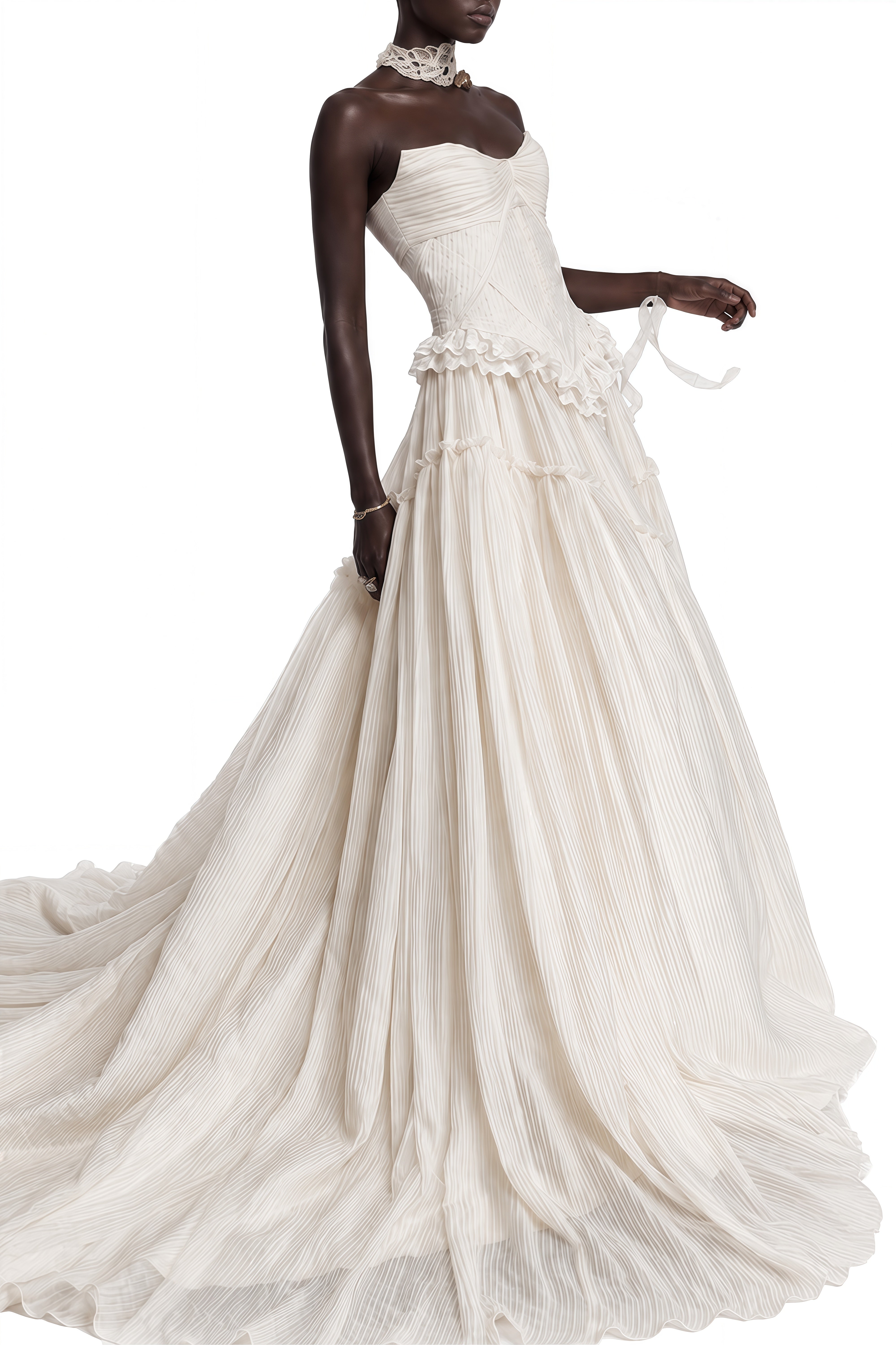 Miranda White Sleeveless Ruffled Maxi Dress