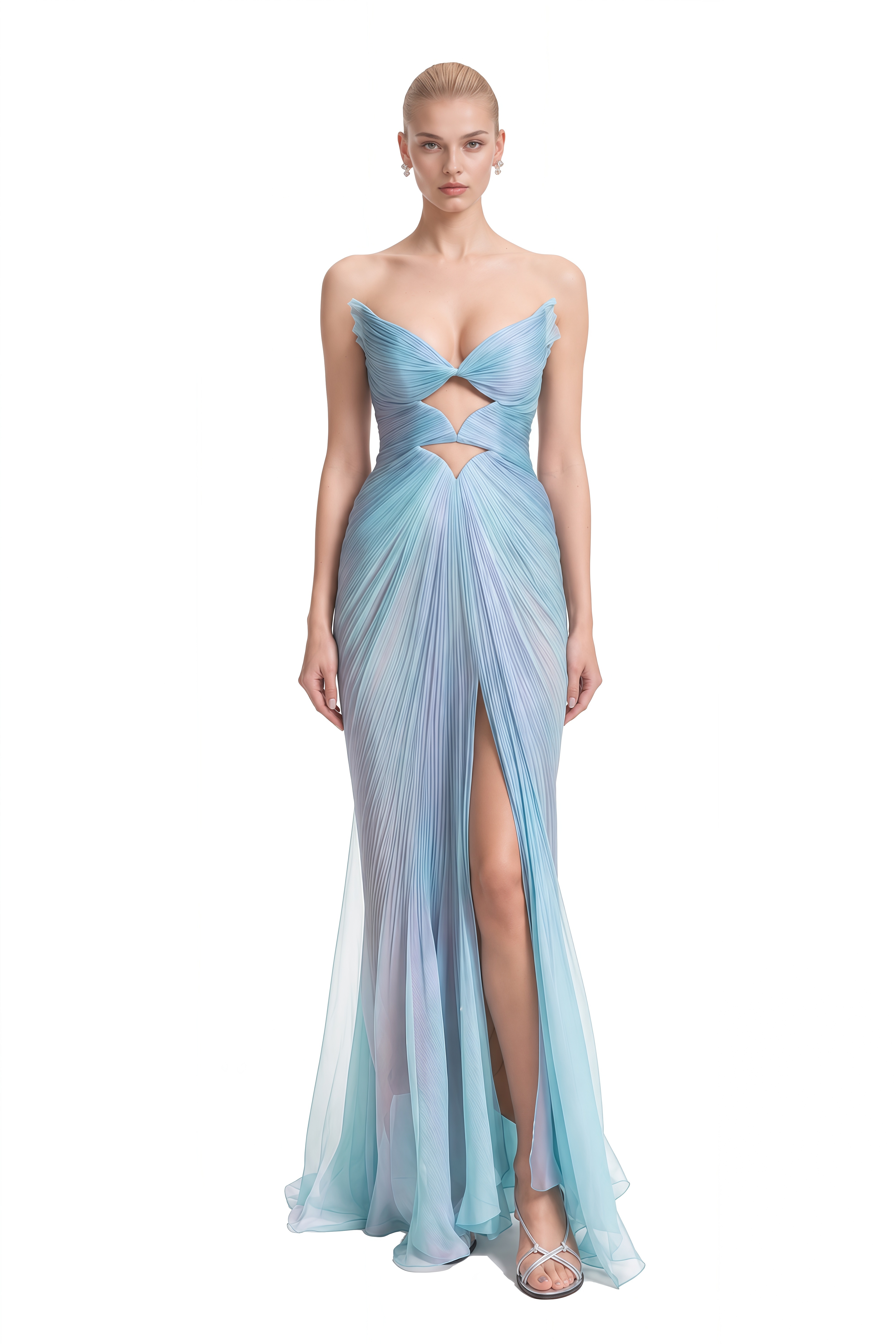 Eloise Light Blue Strapless Cut-Out Maxi Dress