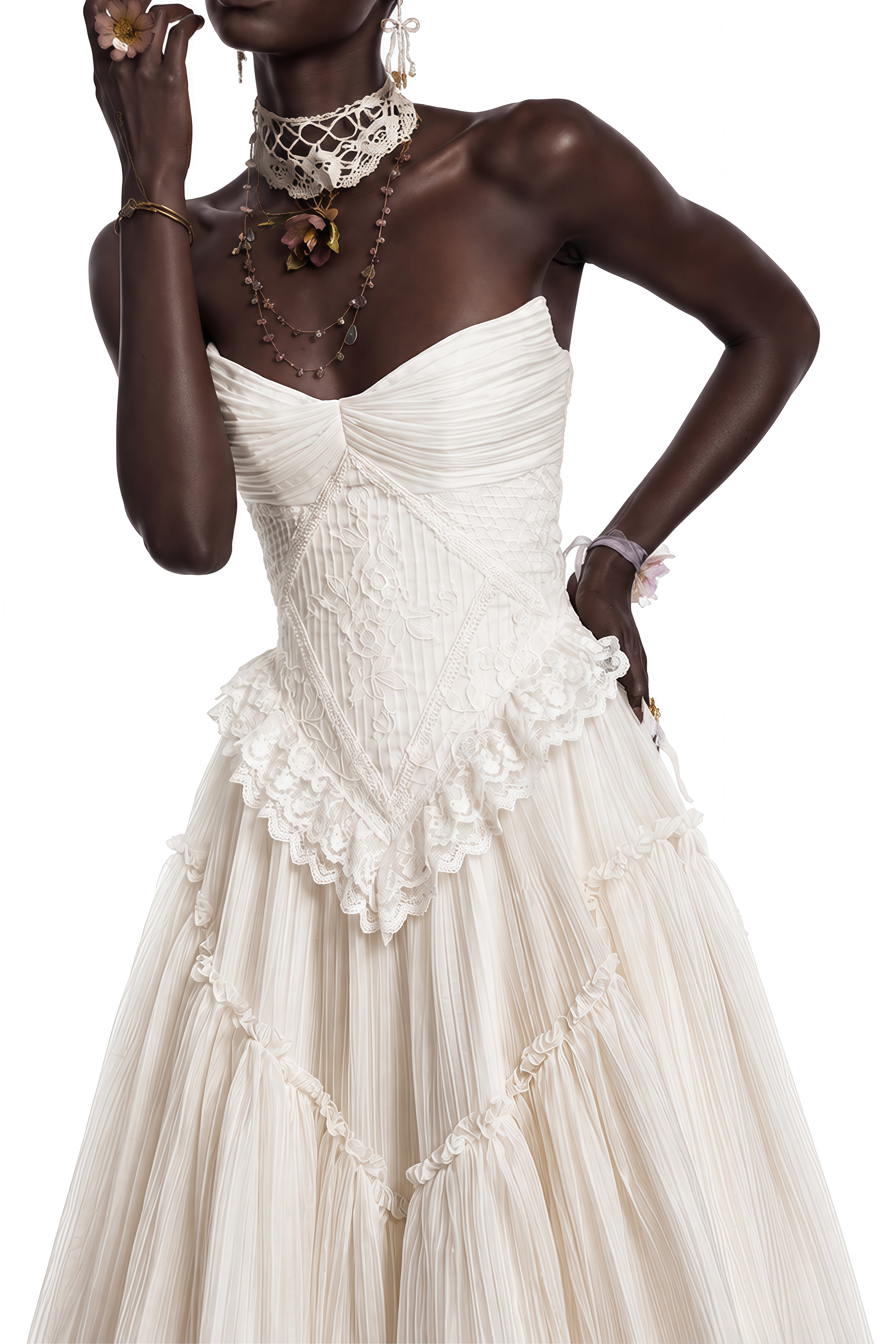 Miranda White Sleeveless Ruffled Maxi Dress