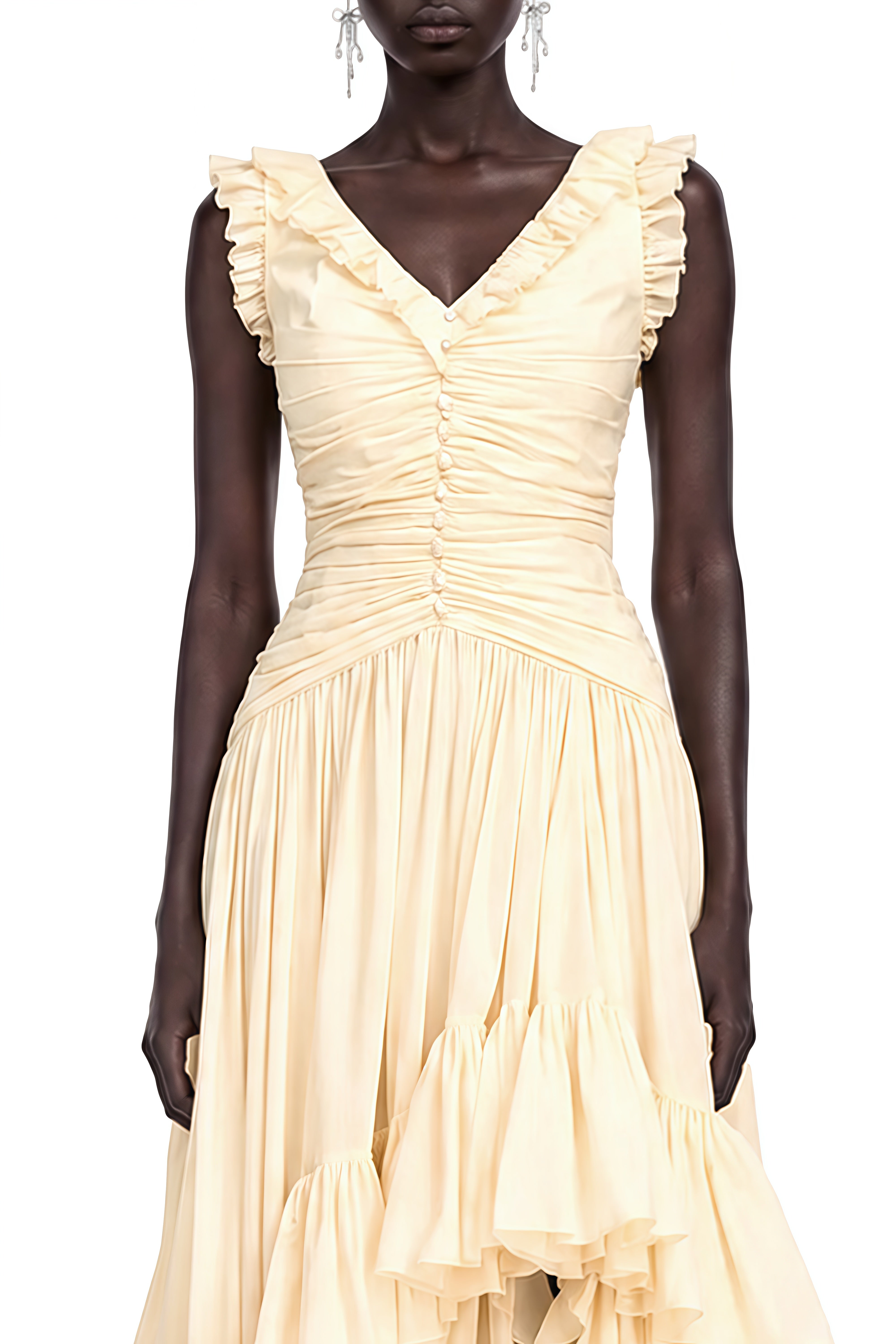 Eulalia Yellow Asymmetrical Ruffled Maxi Dress