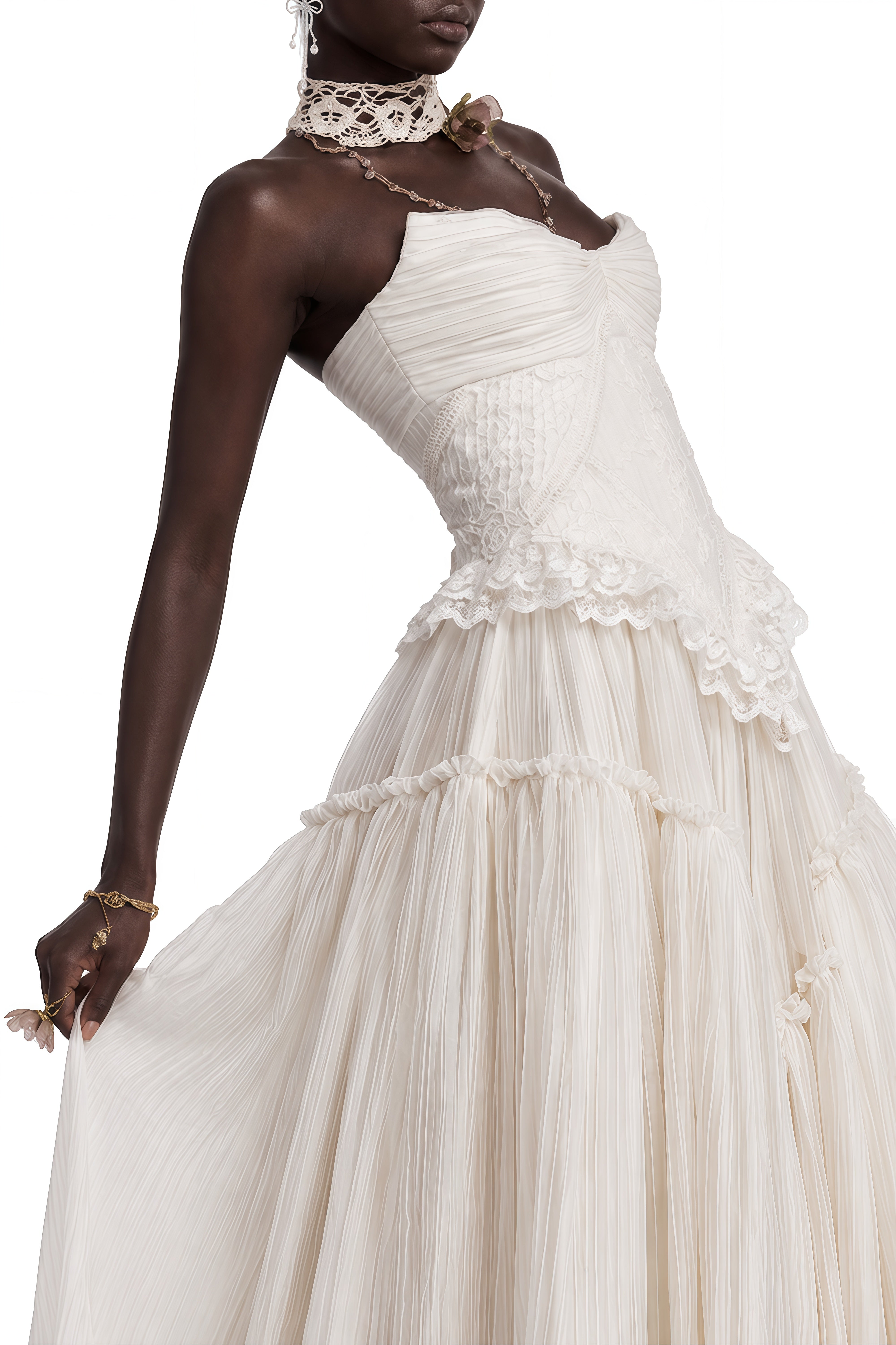 Miranda White Sleeveless Ruffled Maxi Dress