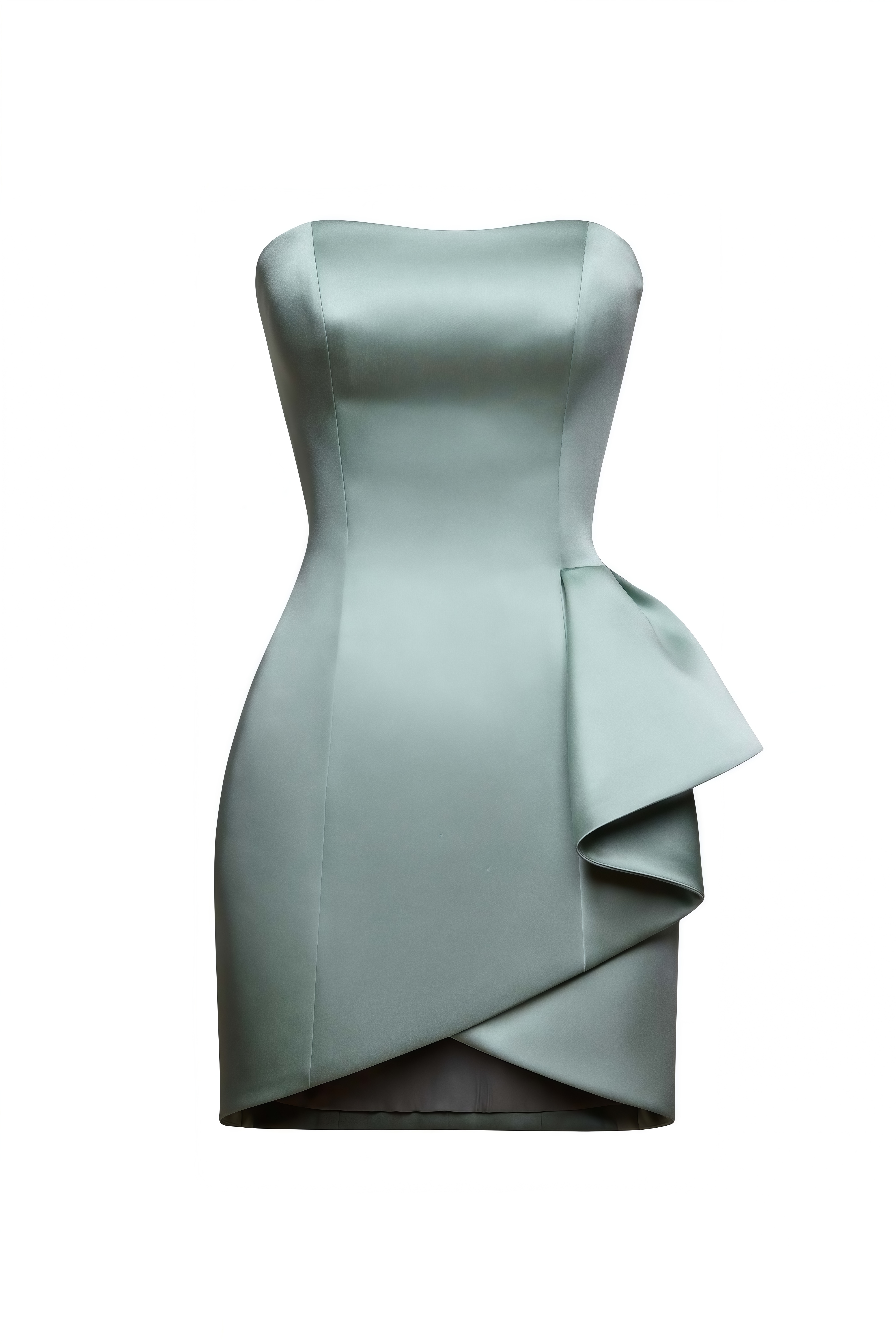 Willow Green Strapless Ruffled Mini Dress
