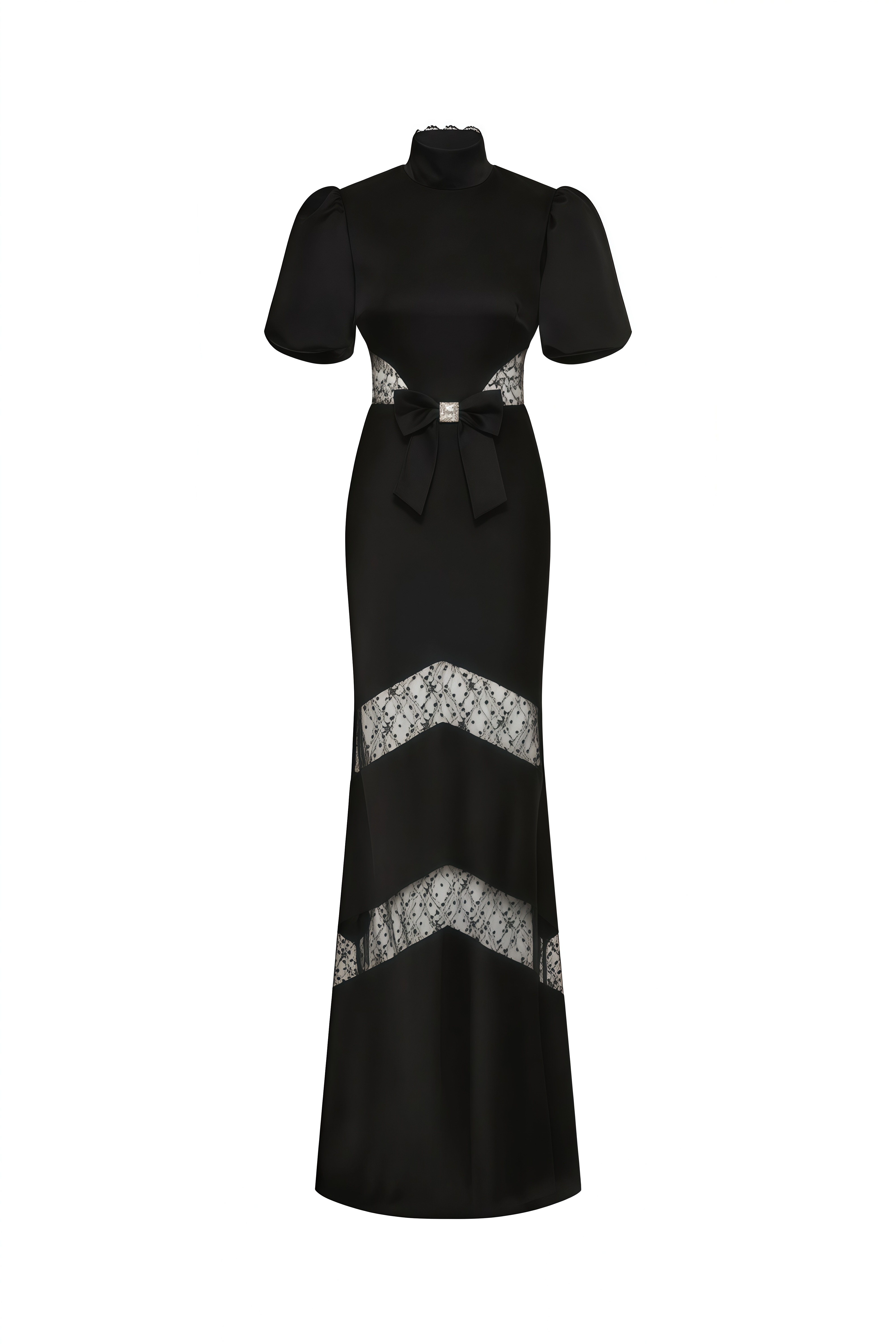 Diana Black Turtleneck Lace Maxi Dress