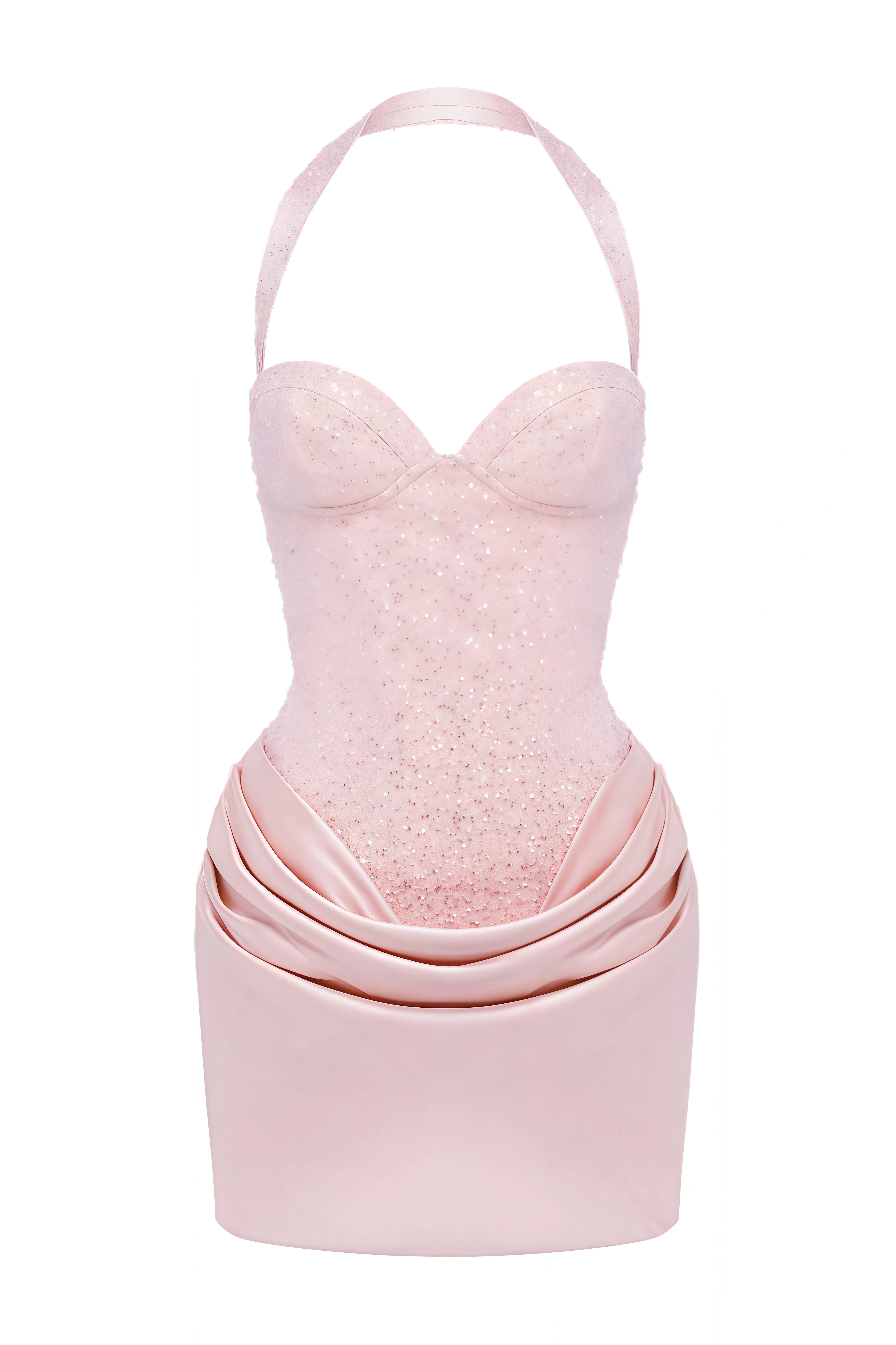 Cordelia Pink Sweetheart Neck Draped Mini Dress