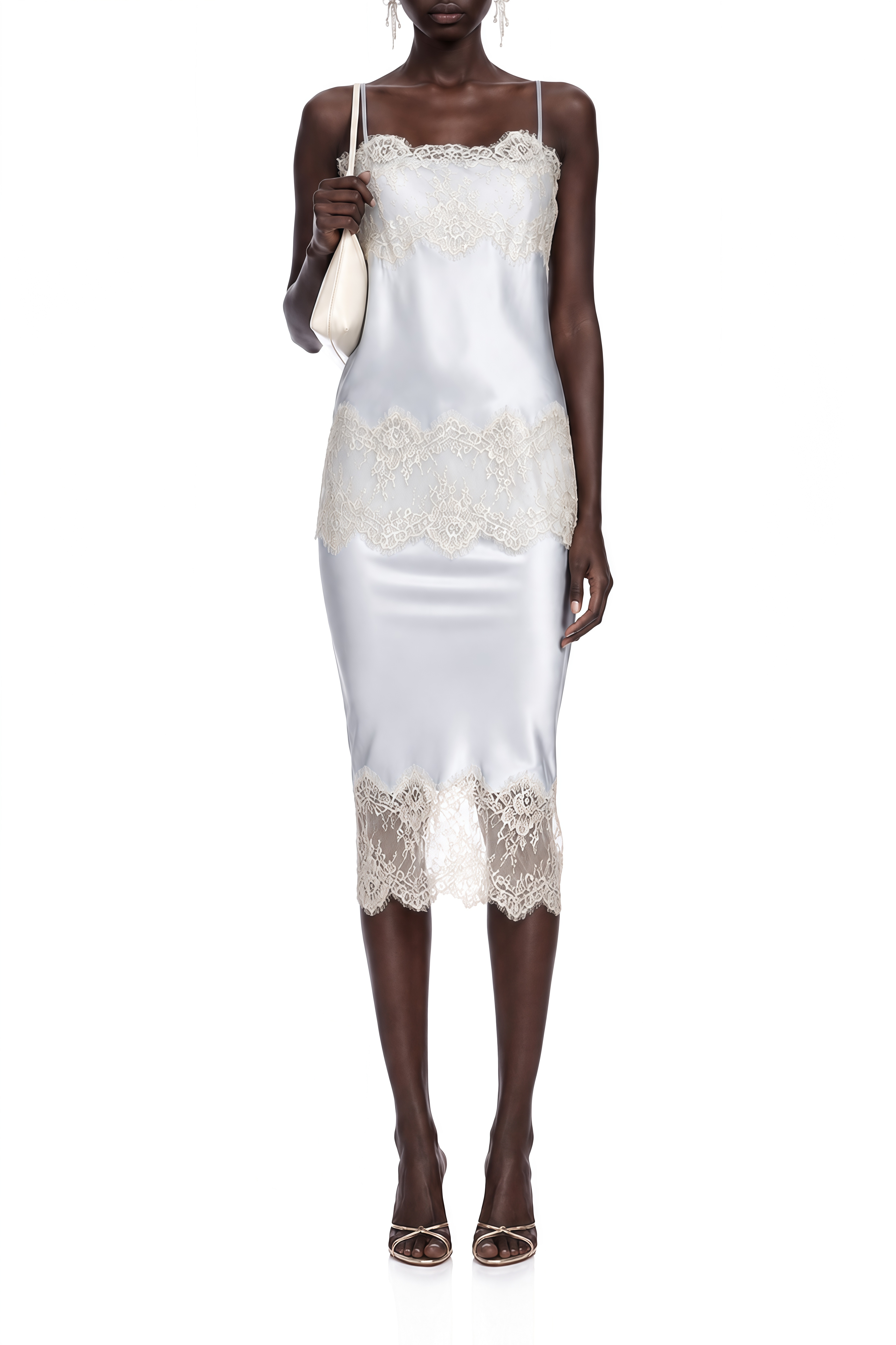 Zephyra Light Blue Sleeveless Lace Top & Skirt Set