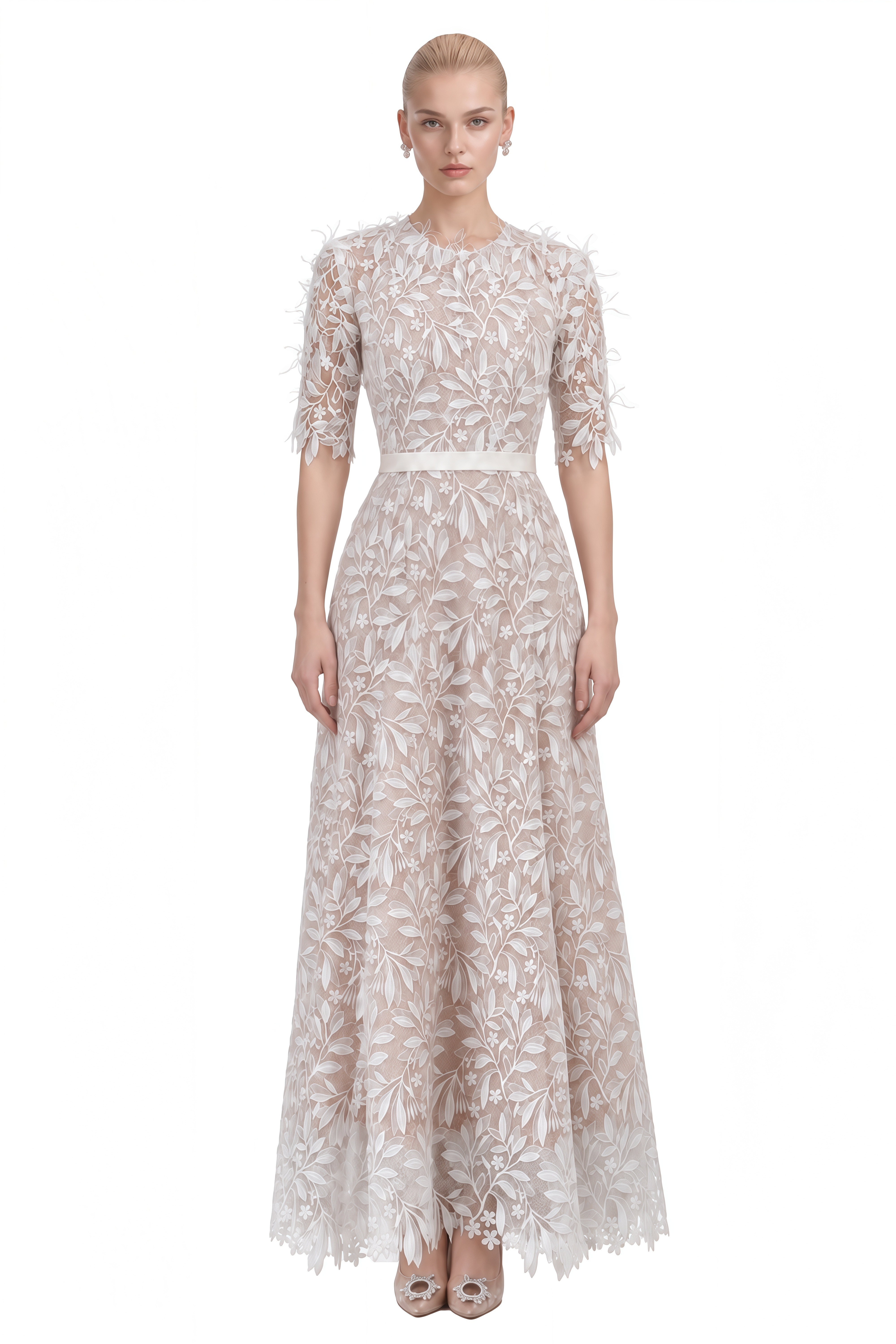 Stella White Floral Embroidered Maxi Dress