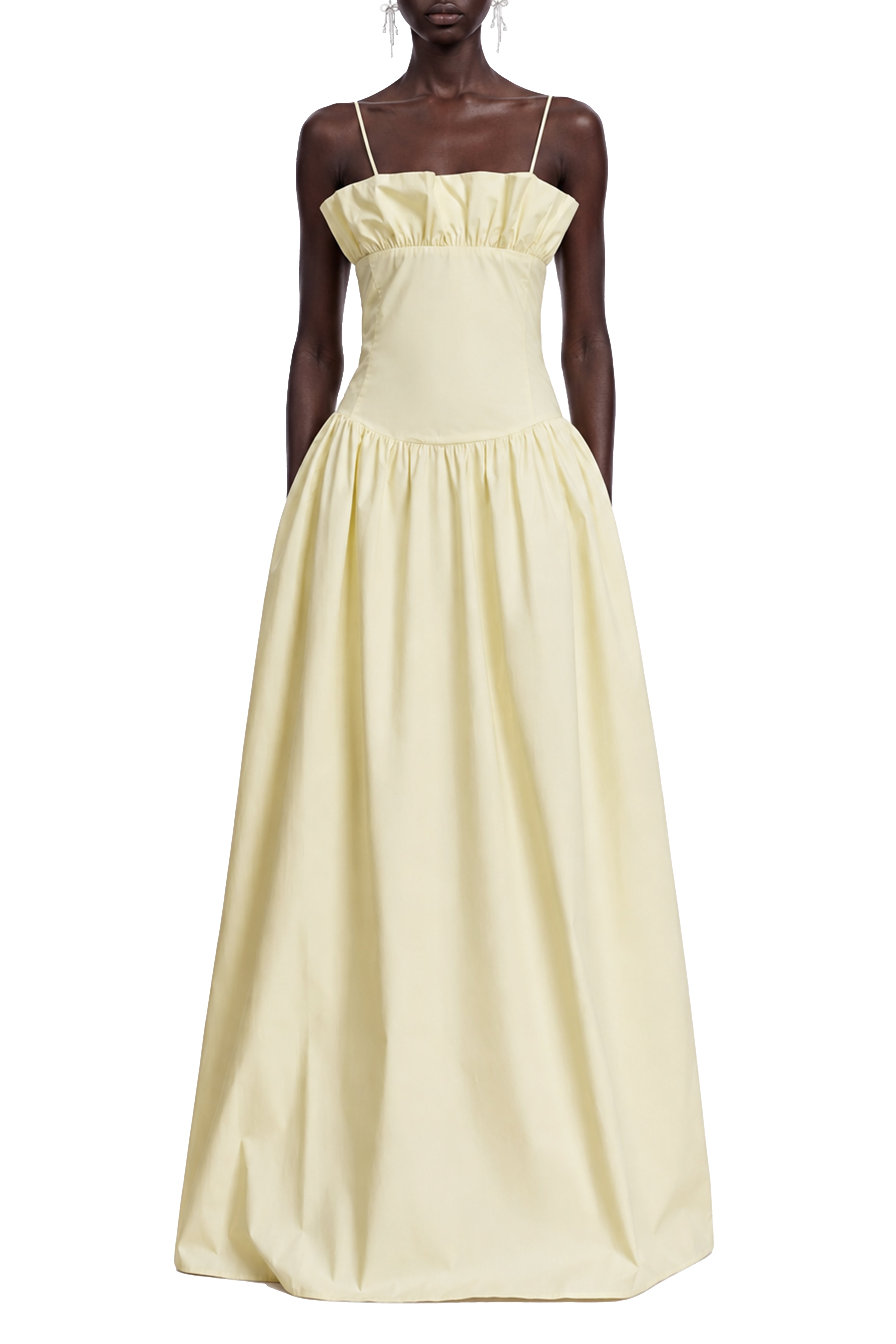 Serenity Lemon Sleeveless Ruffled Maxi Dress