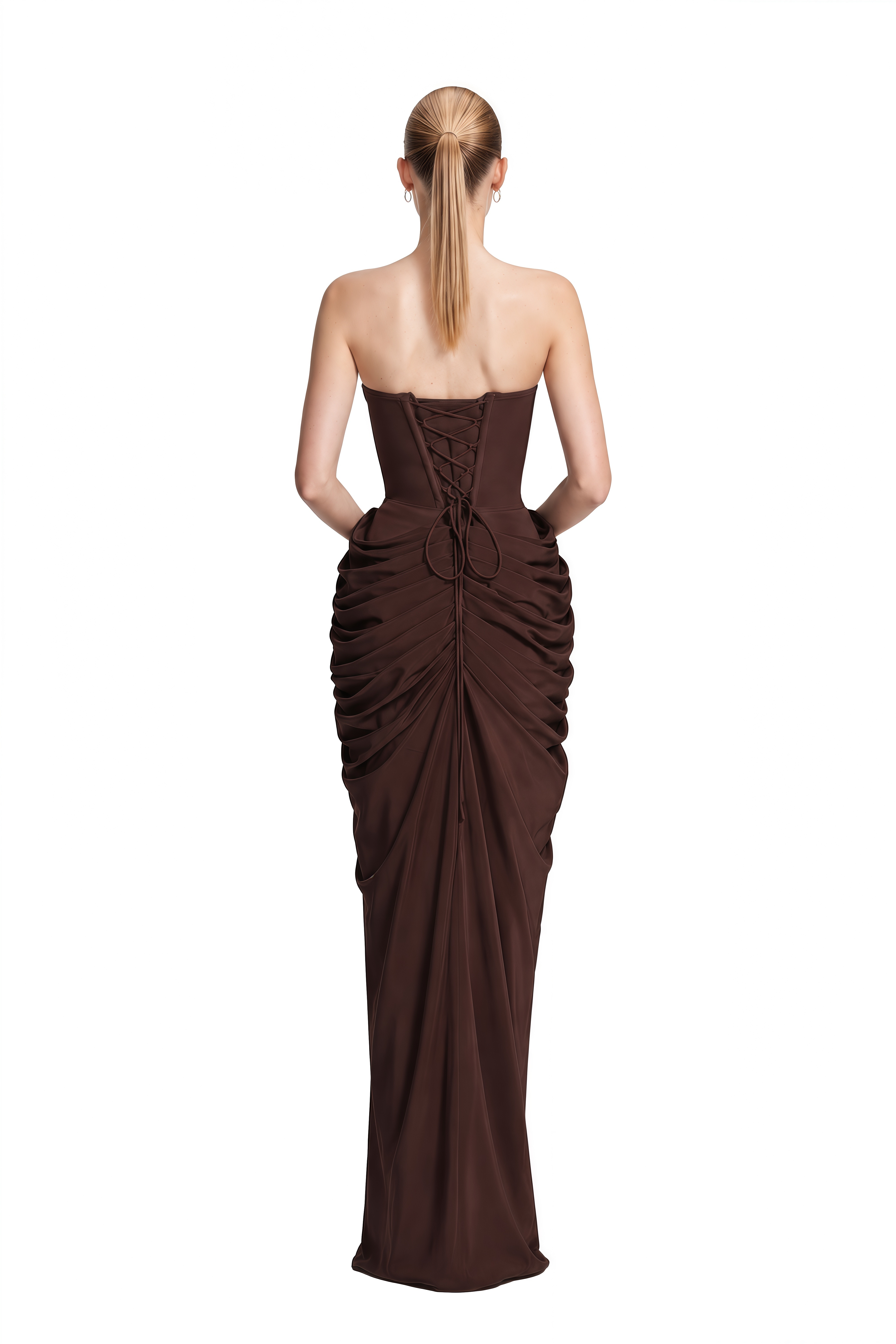 Florence Brown Off Shoulder Draped Maxi Dress