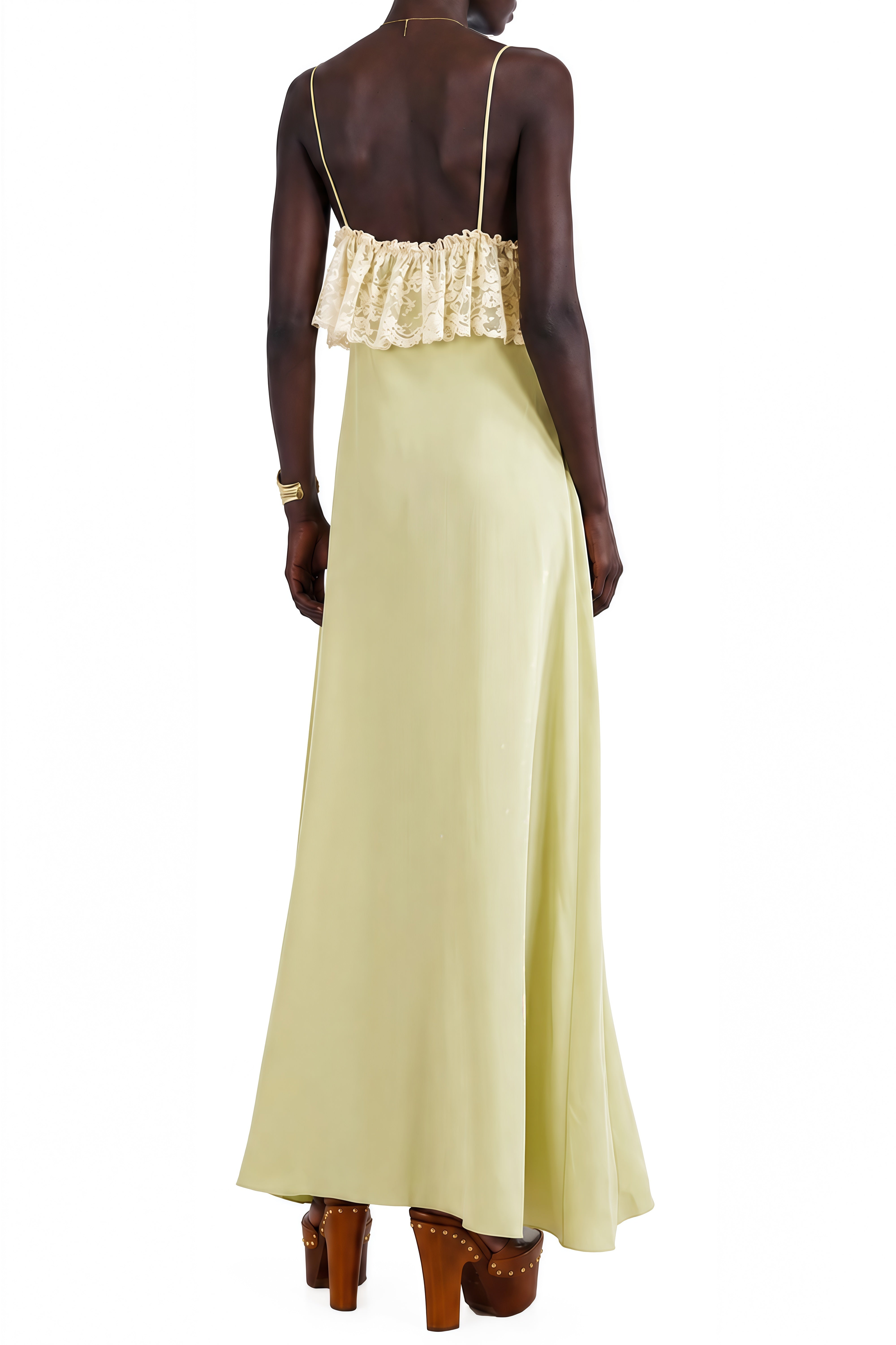 Audrey Green Sleeveless Lace Maxi Dress