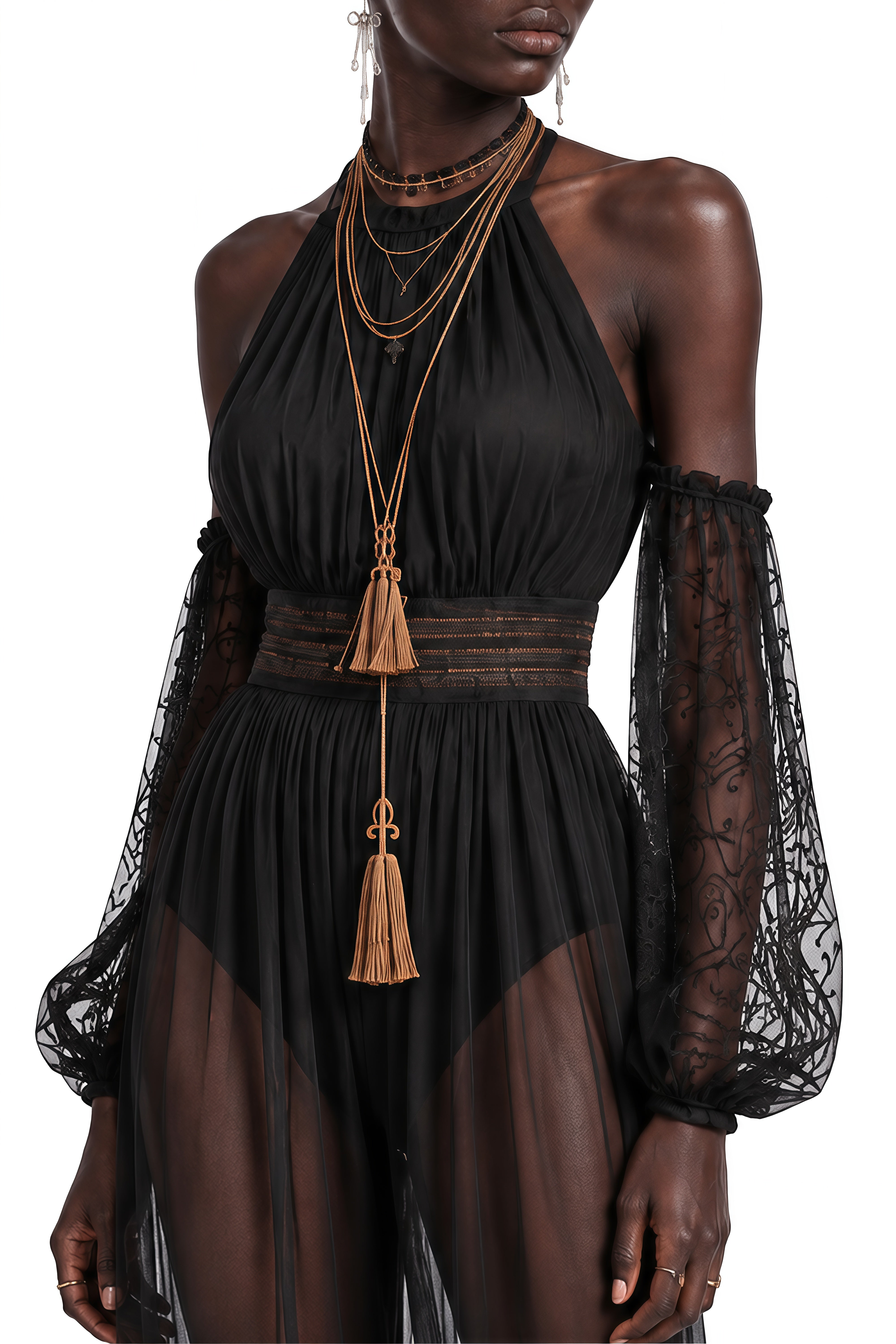 Odette Black Puff Sleeve Ruched Jumpsuit
