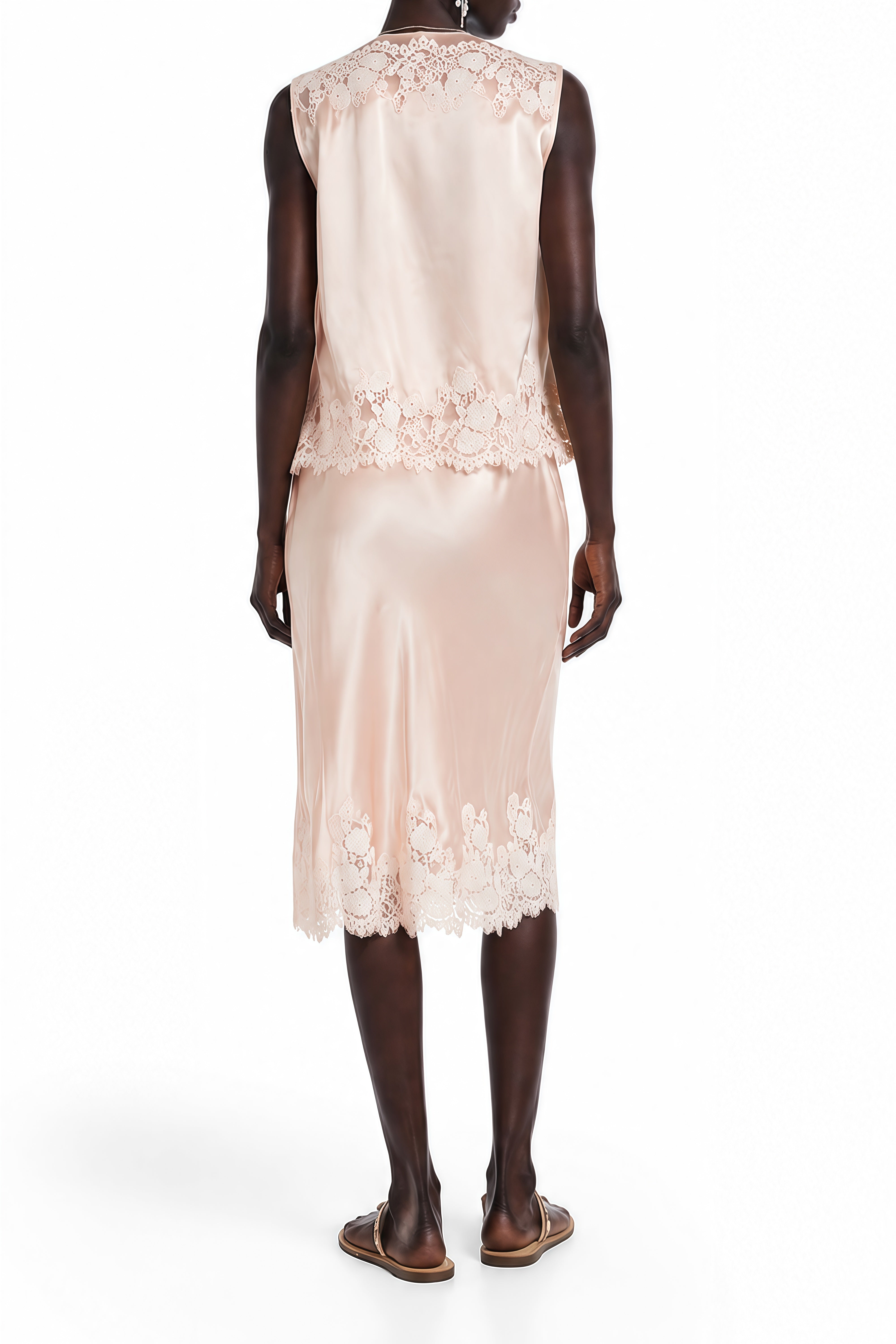 Clover Pink Floral Lace Top & Skirt Set
