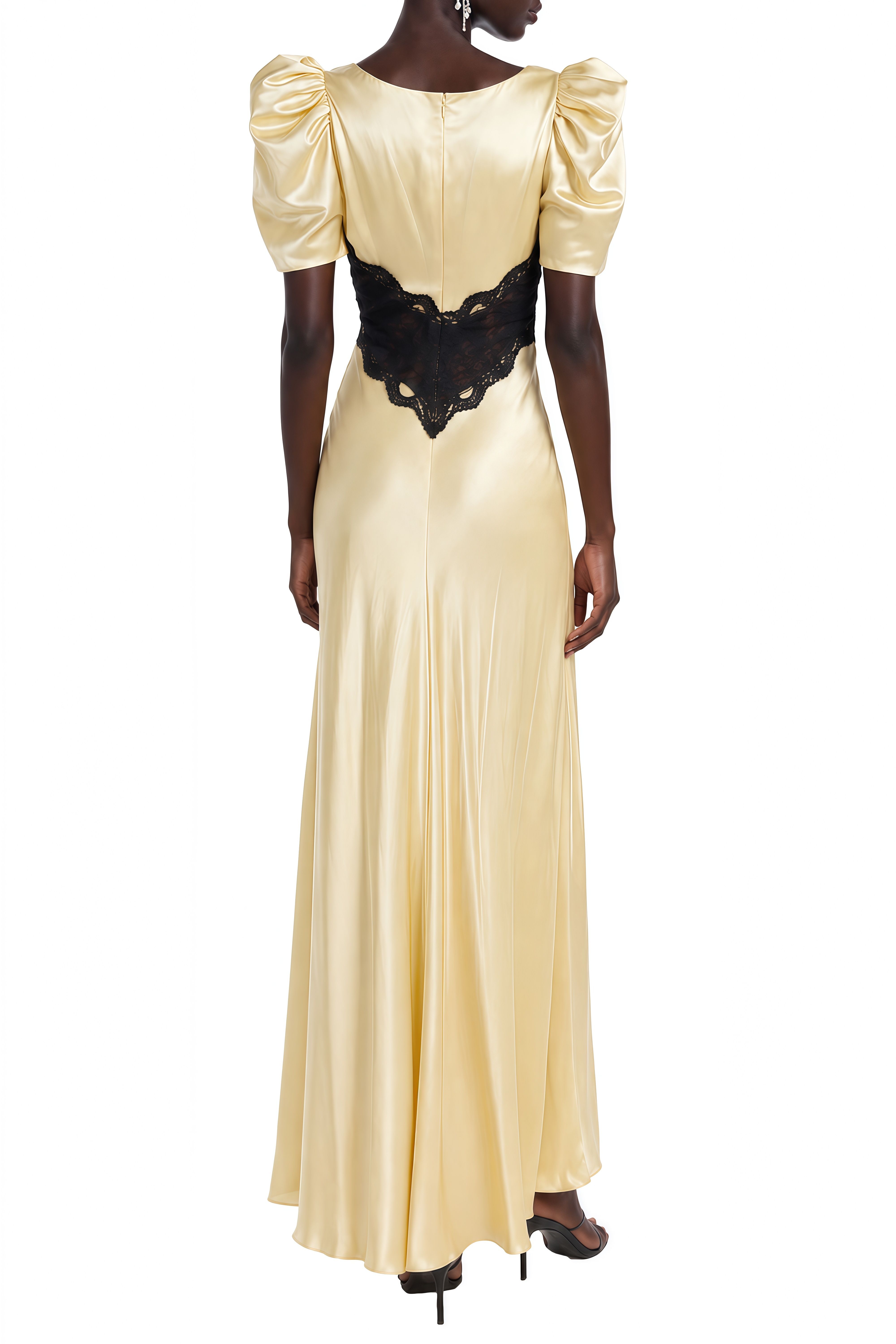 Linnea Yellow V-Neck Lace Maxi Dress