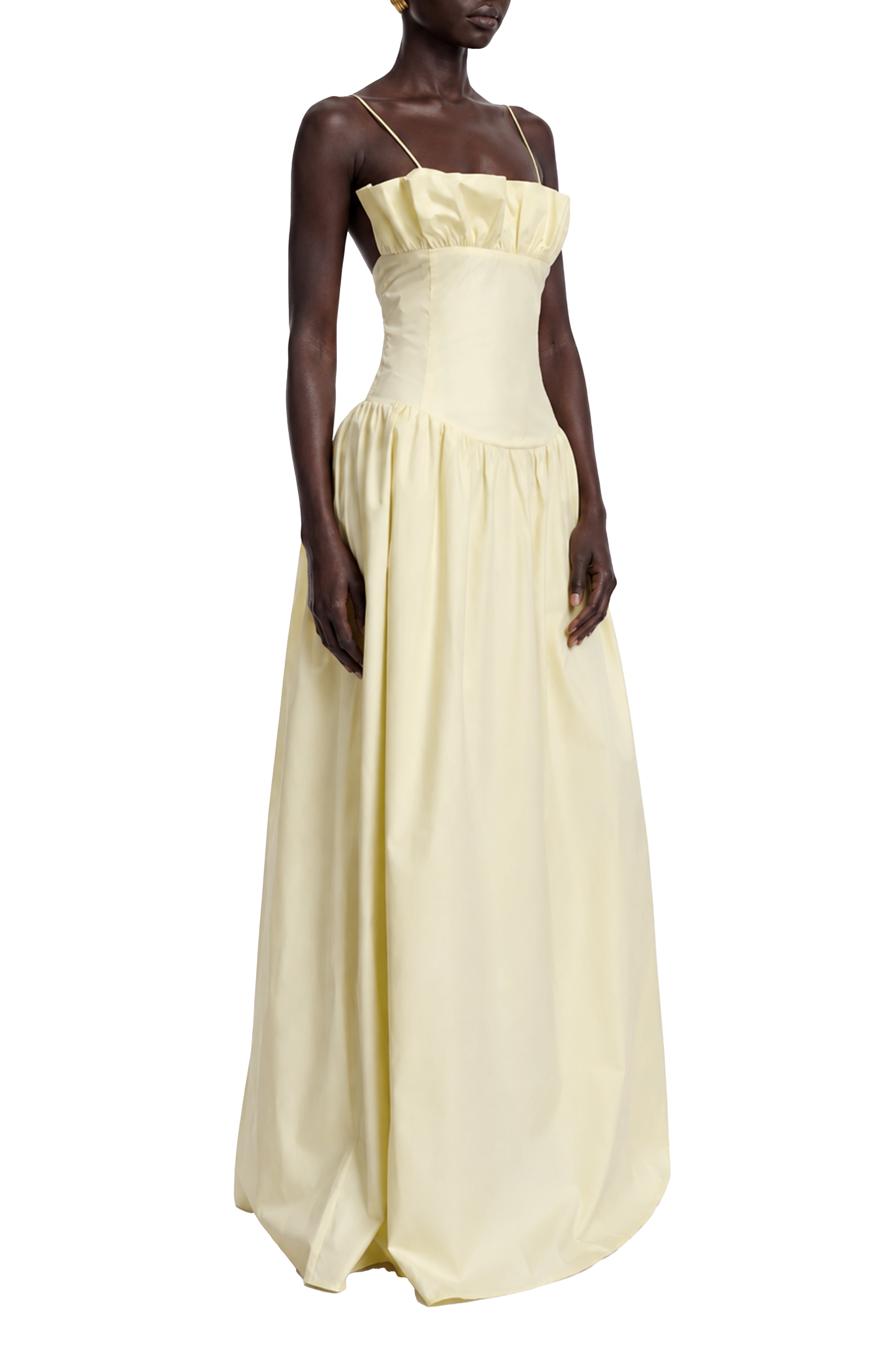 Serenity Lemon Sleeveless Ruffled Maxi Dress