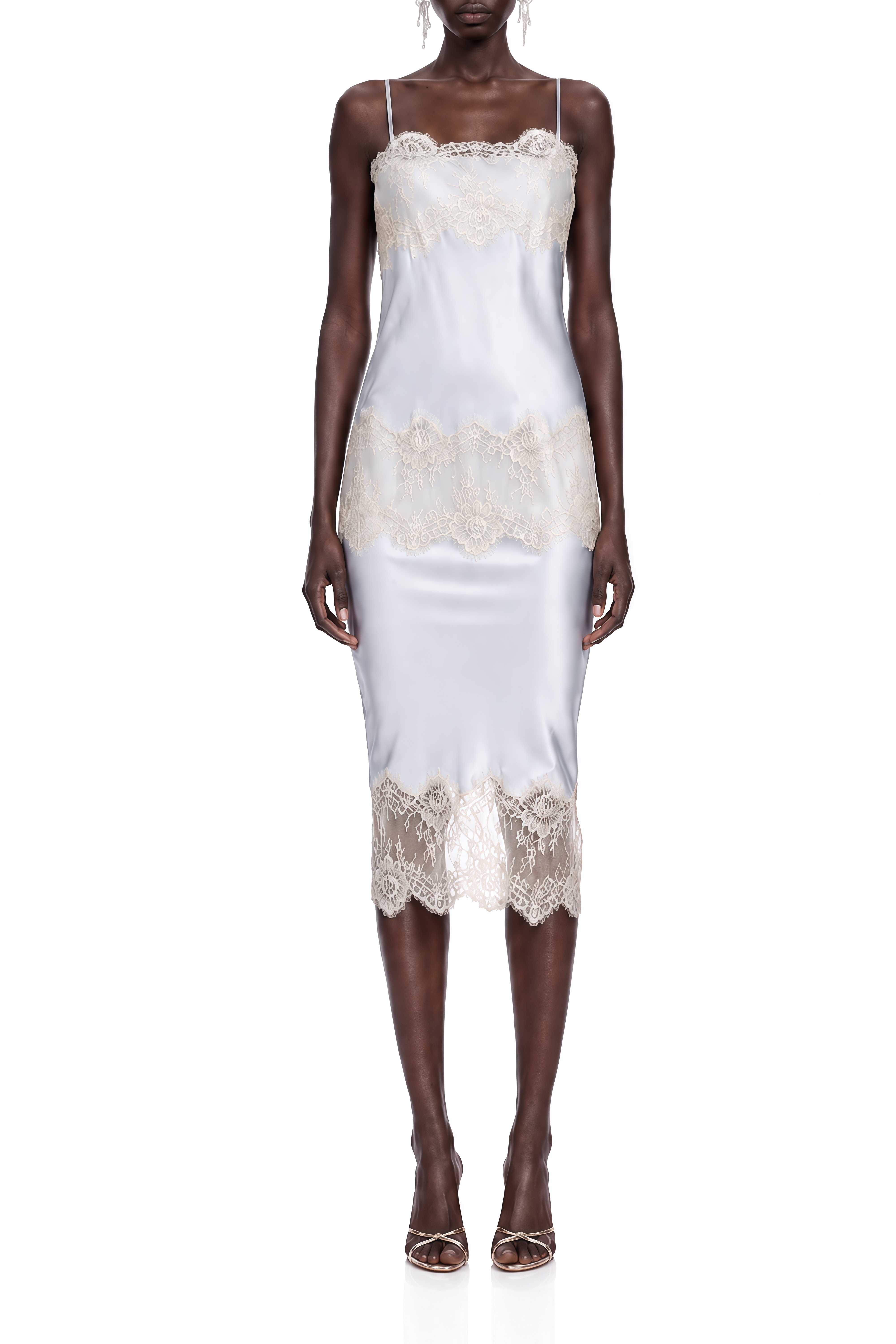 Zephyra Light Blue Sleeveless Lace Top & Skirt Set