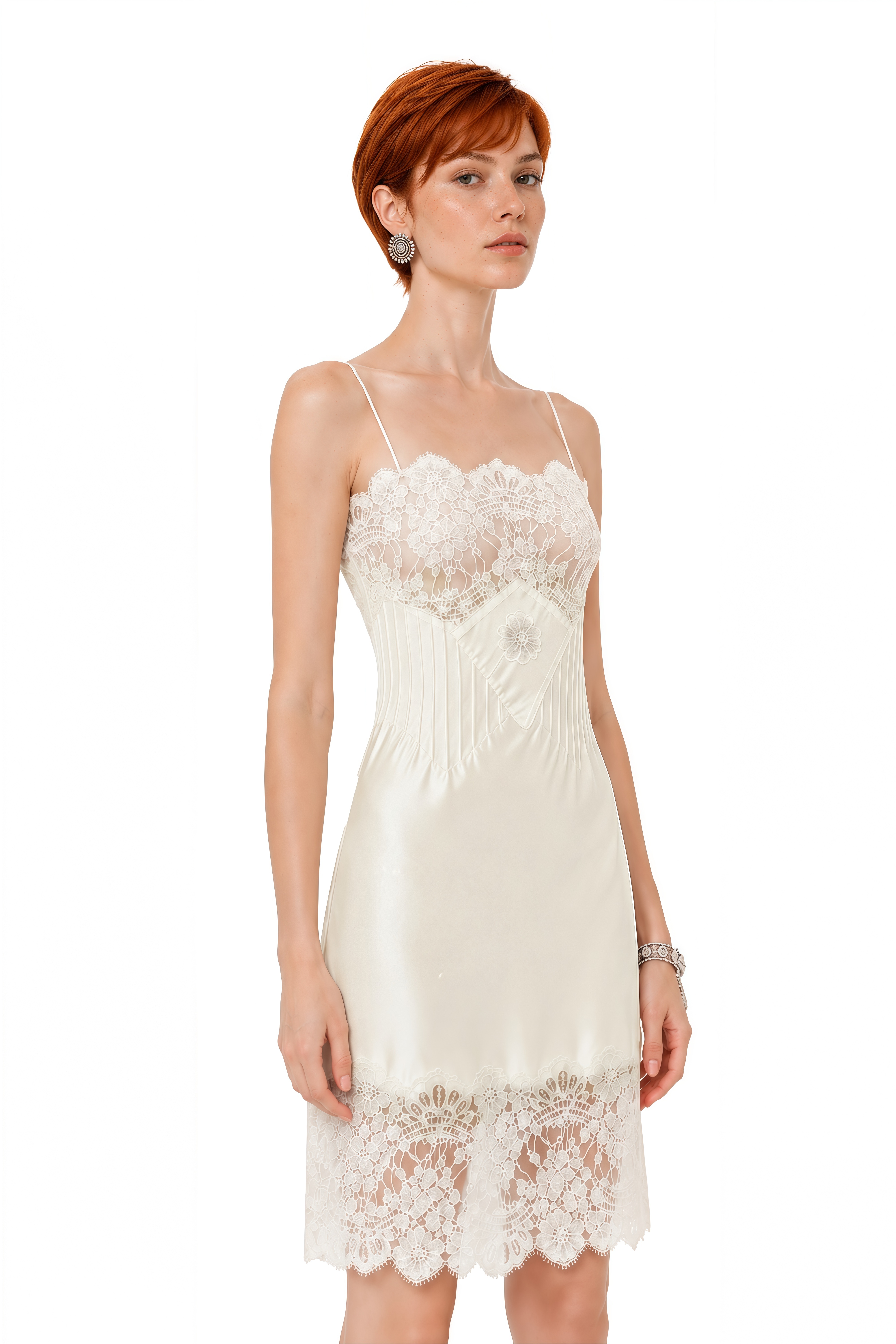 Hazel Ivory Lace Floral Mini Dress