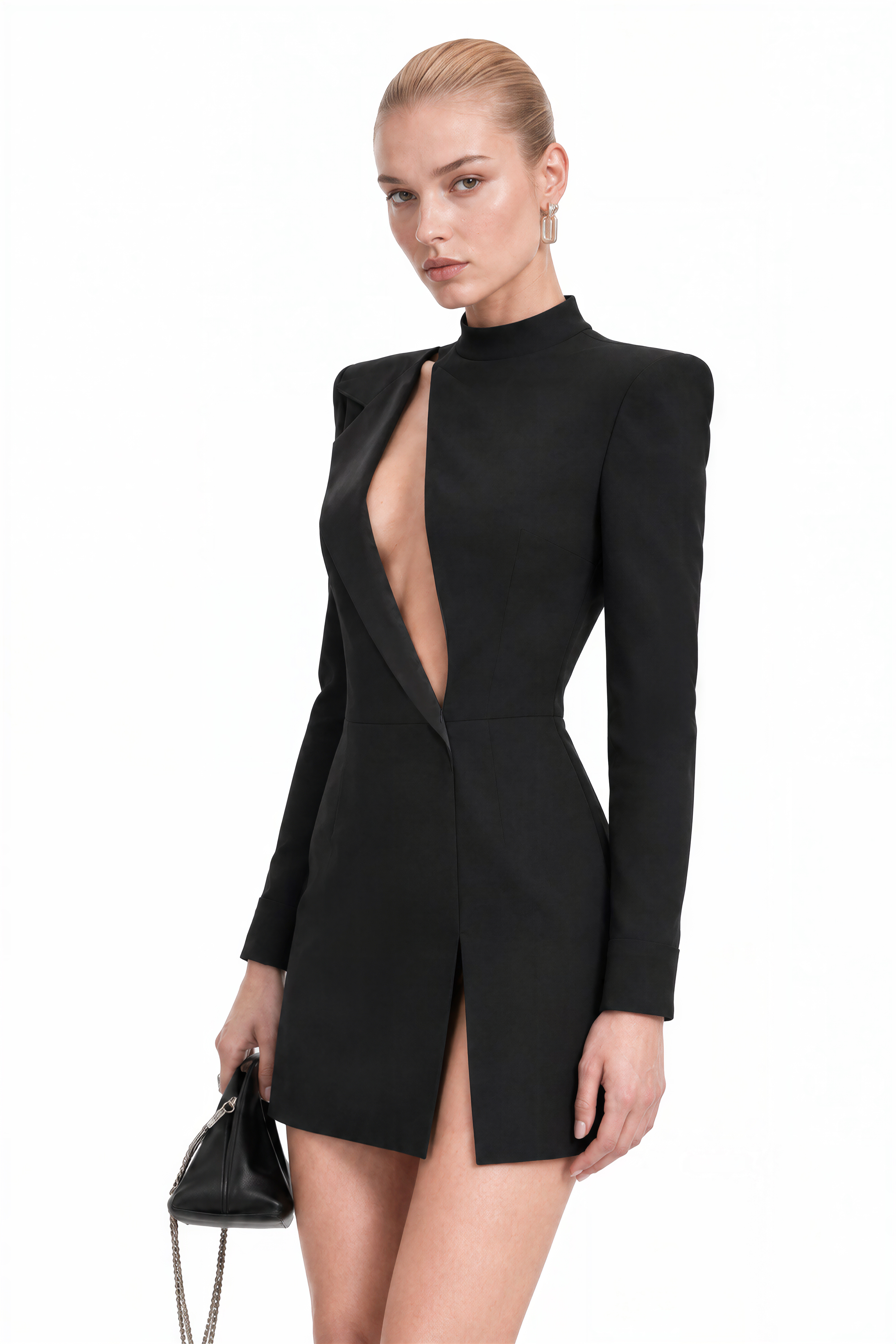 Cecile Black Long Sleeves Cut-Out Mini Dress