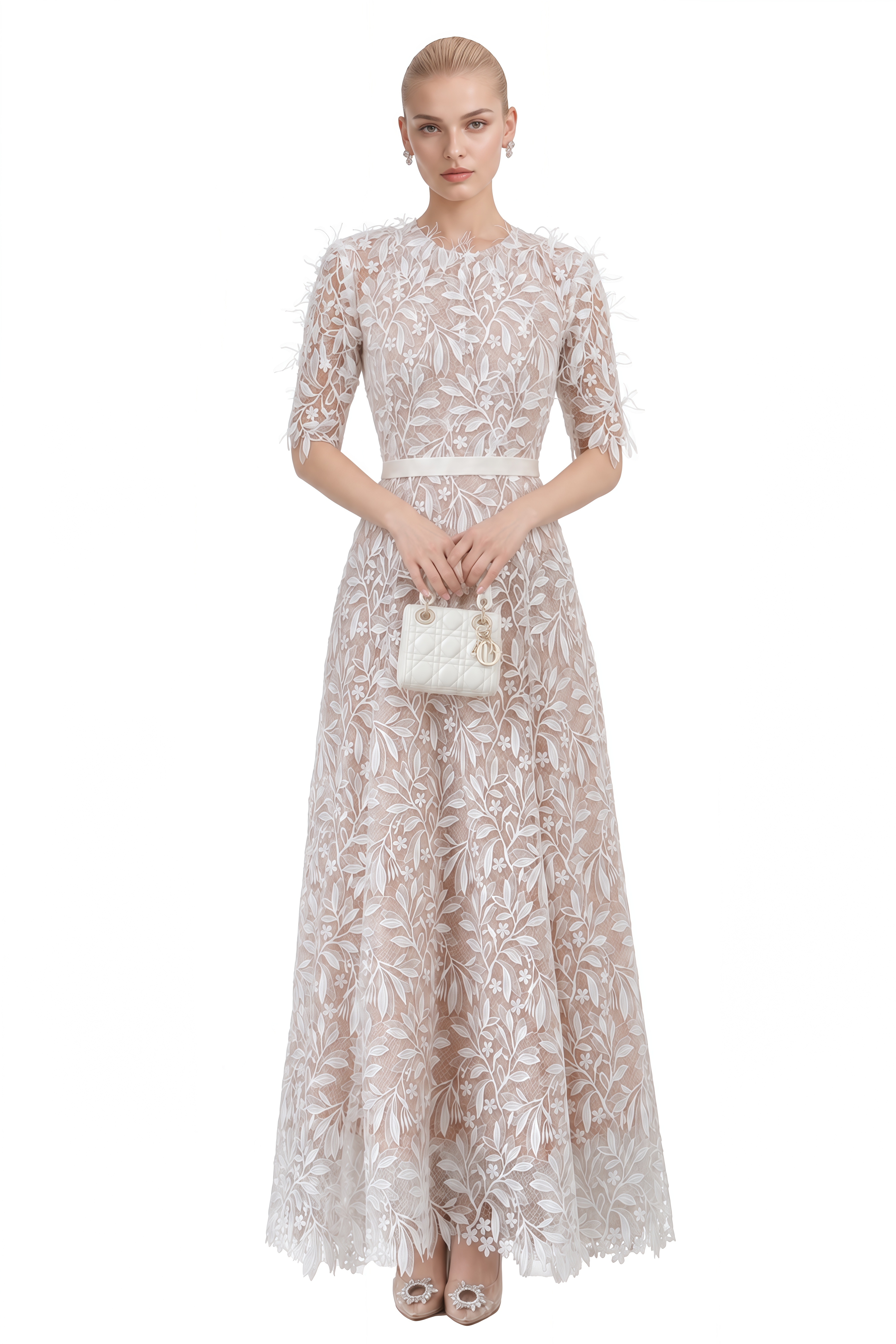 Stella White Floral Embroidered Maxi Dress