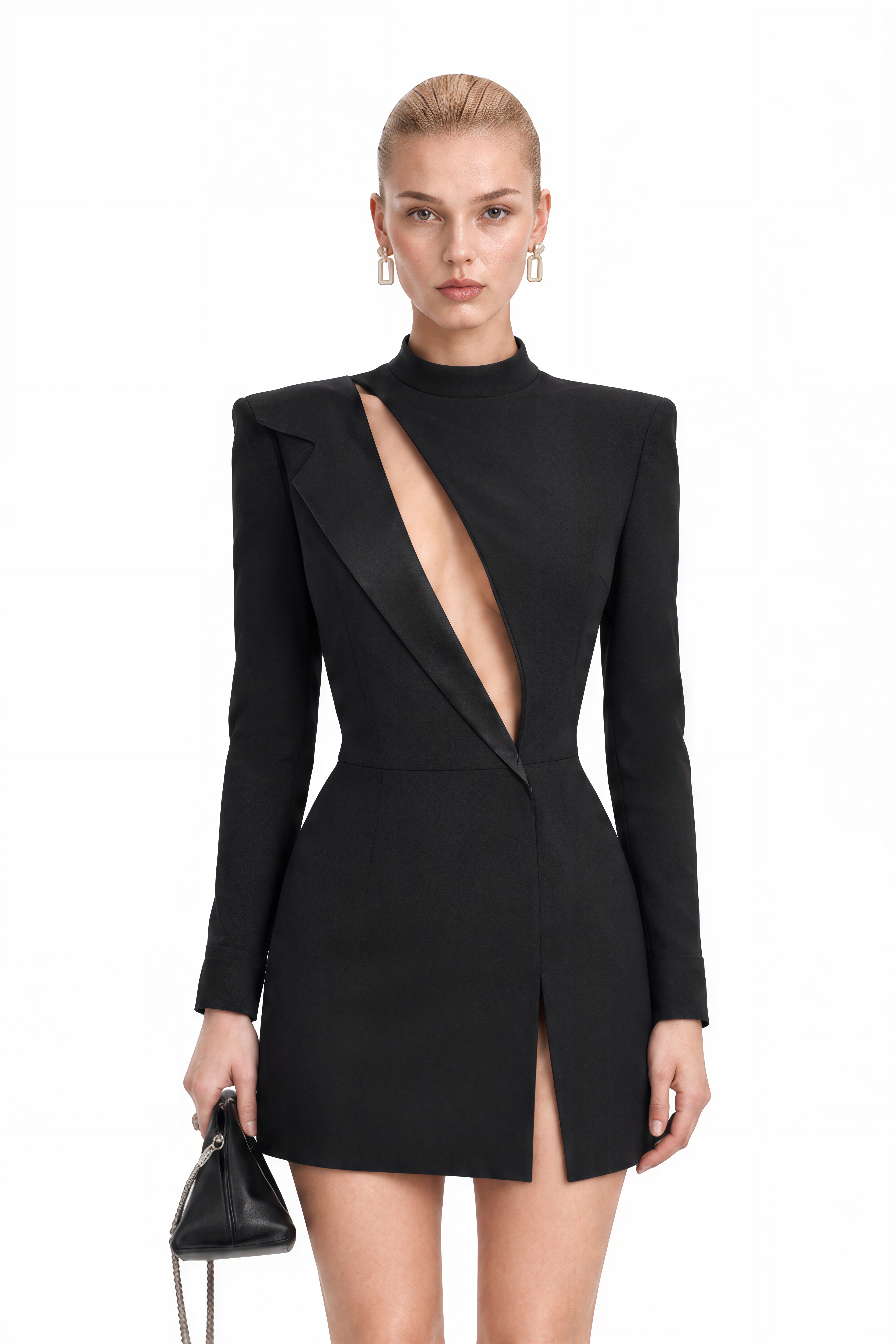 Cecile Black Long Sleeves Cut-Out Mini Dress