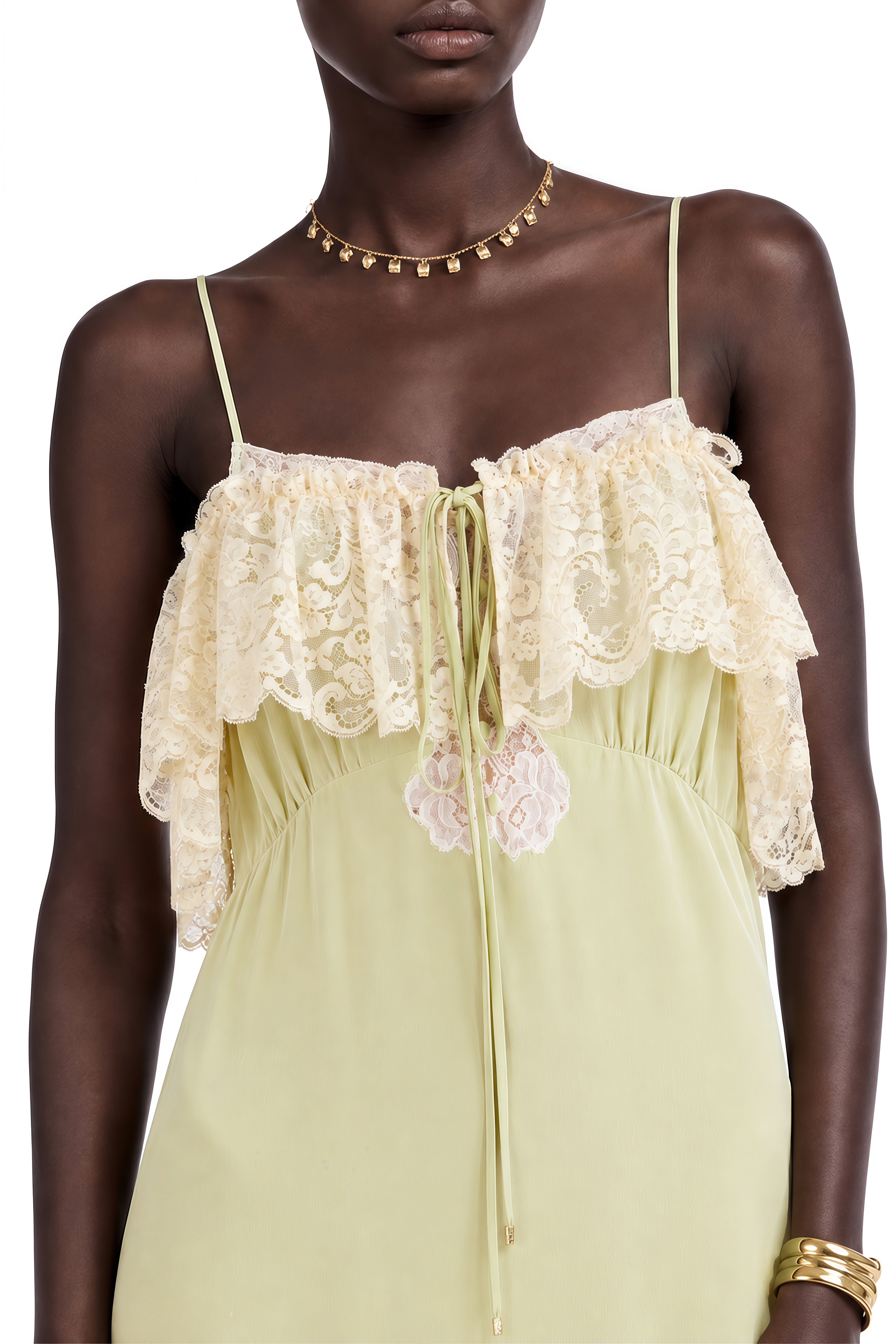 Audrey Green Sleeveless Lace Maxi Dress