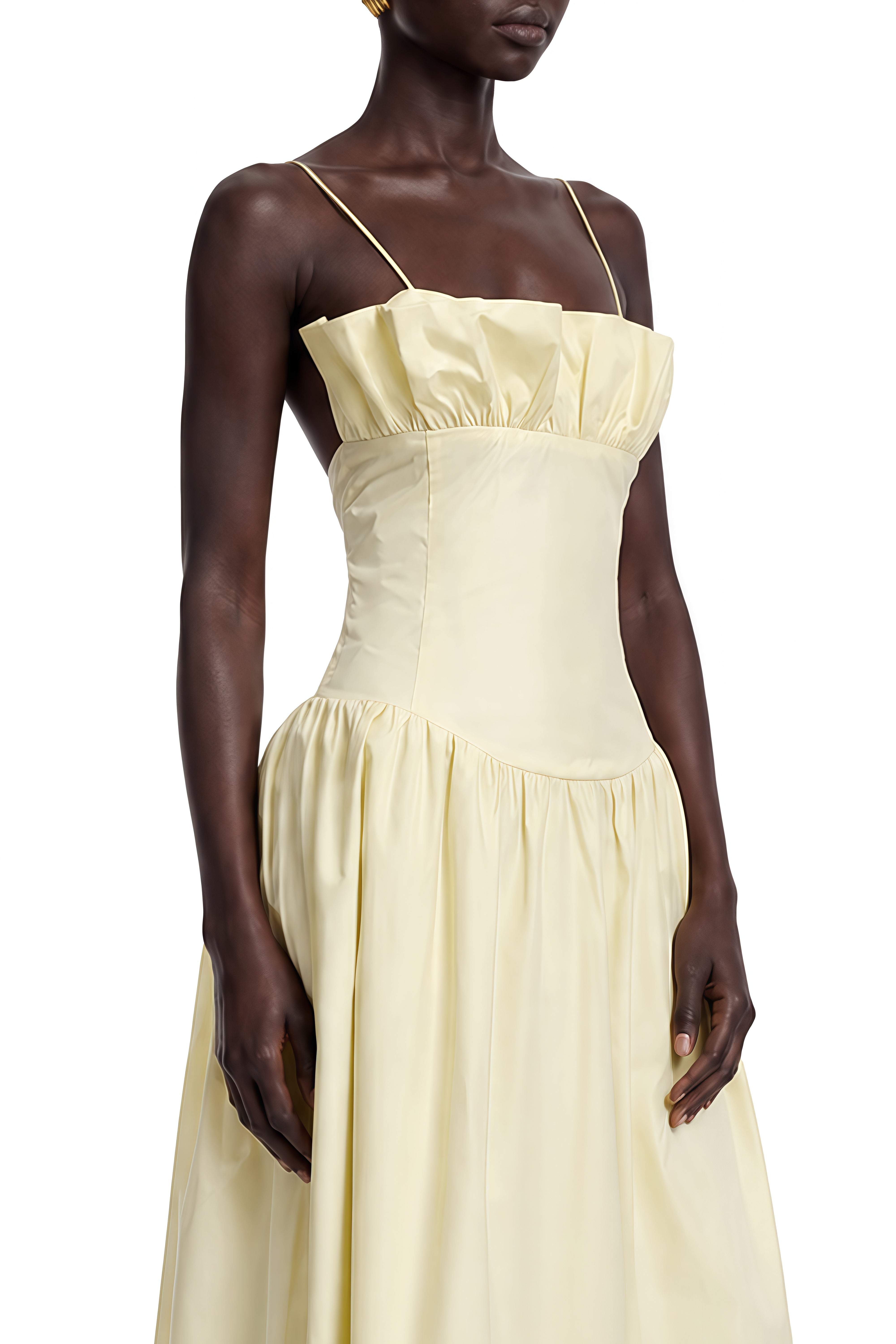 Serenity Lemon Sleeveless Ruffled Maxi Dress