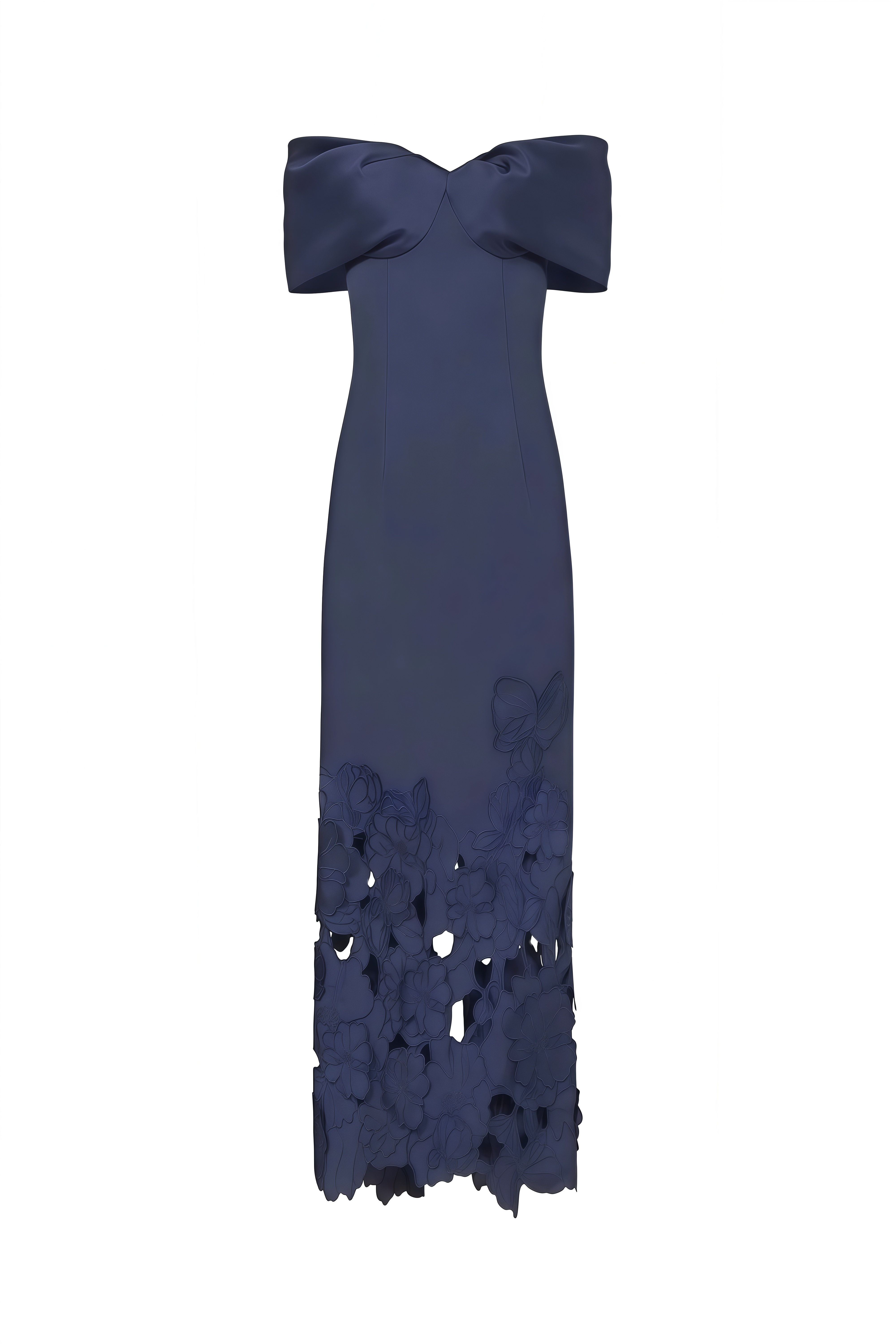 Adeline Navy Blue Floral Cut-Out Maxi Dress