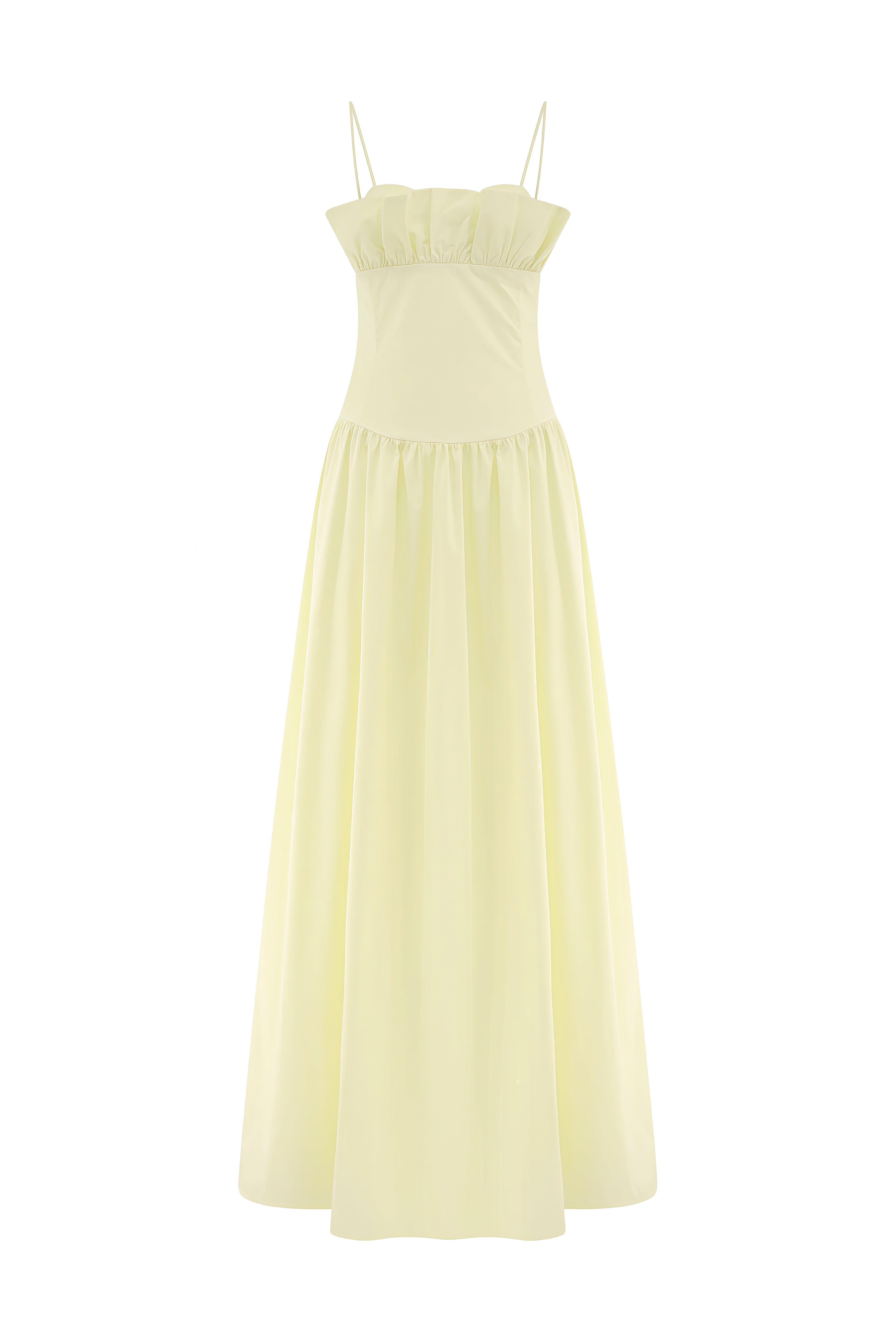 Serenity Lemon Sleeveless Ruffled Maxi Dress