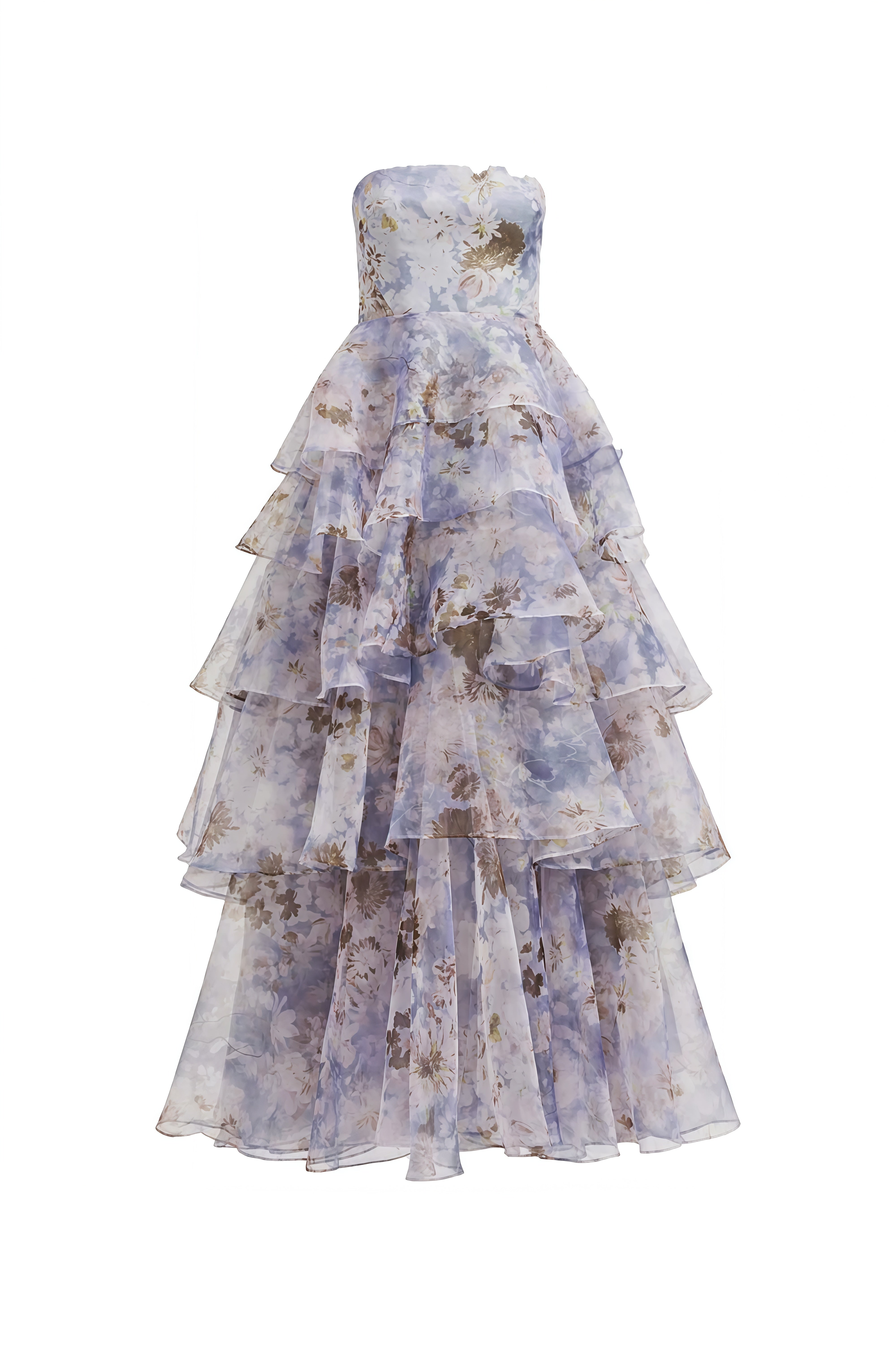 Margaux Blue Floral Print Ruffled Maxi Dress