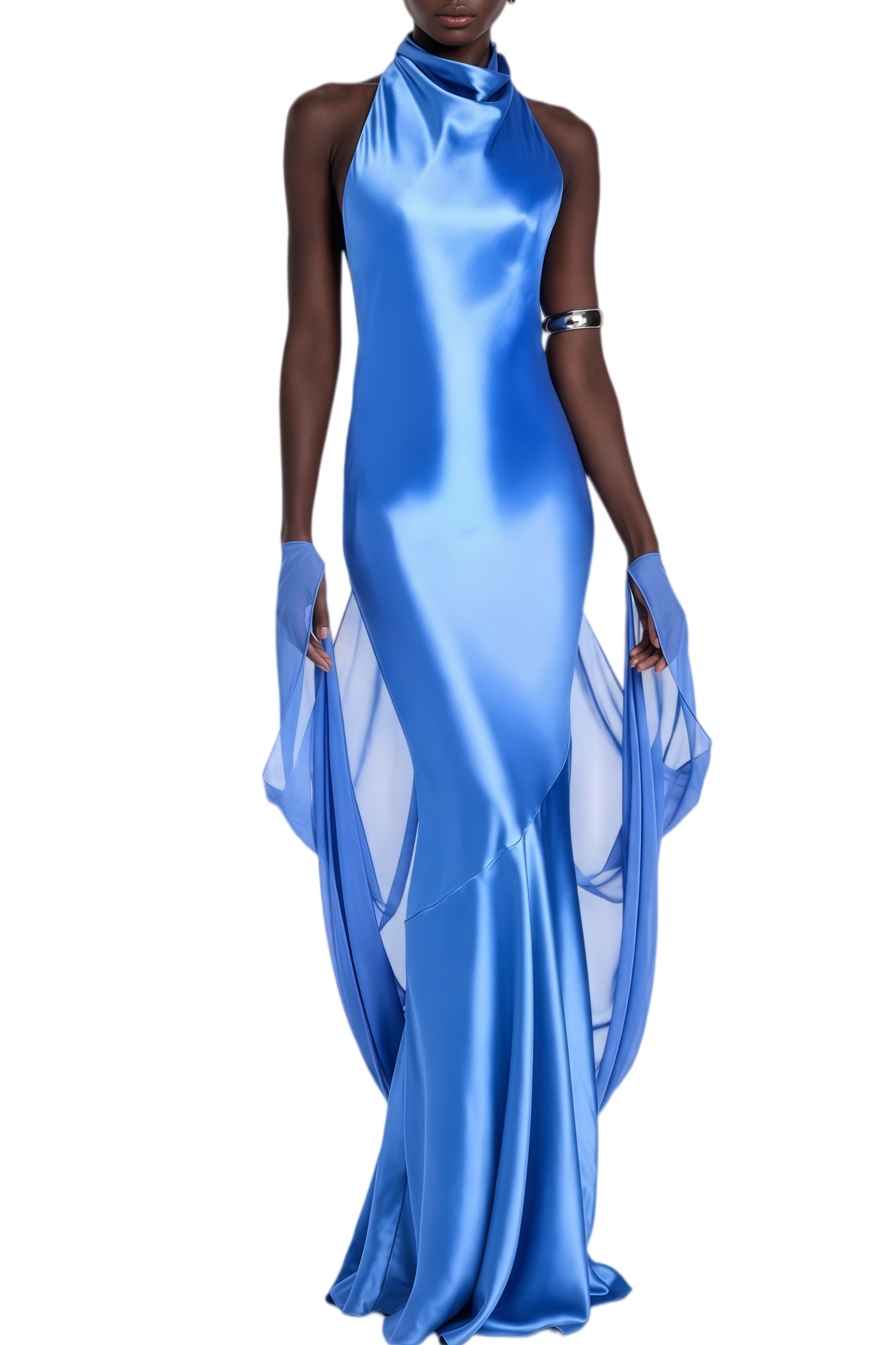Juliet Blue Open Back Draped Maxi Dress
