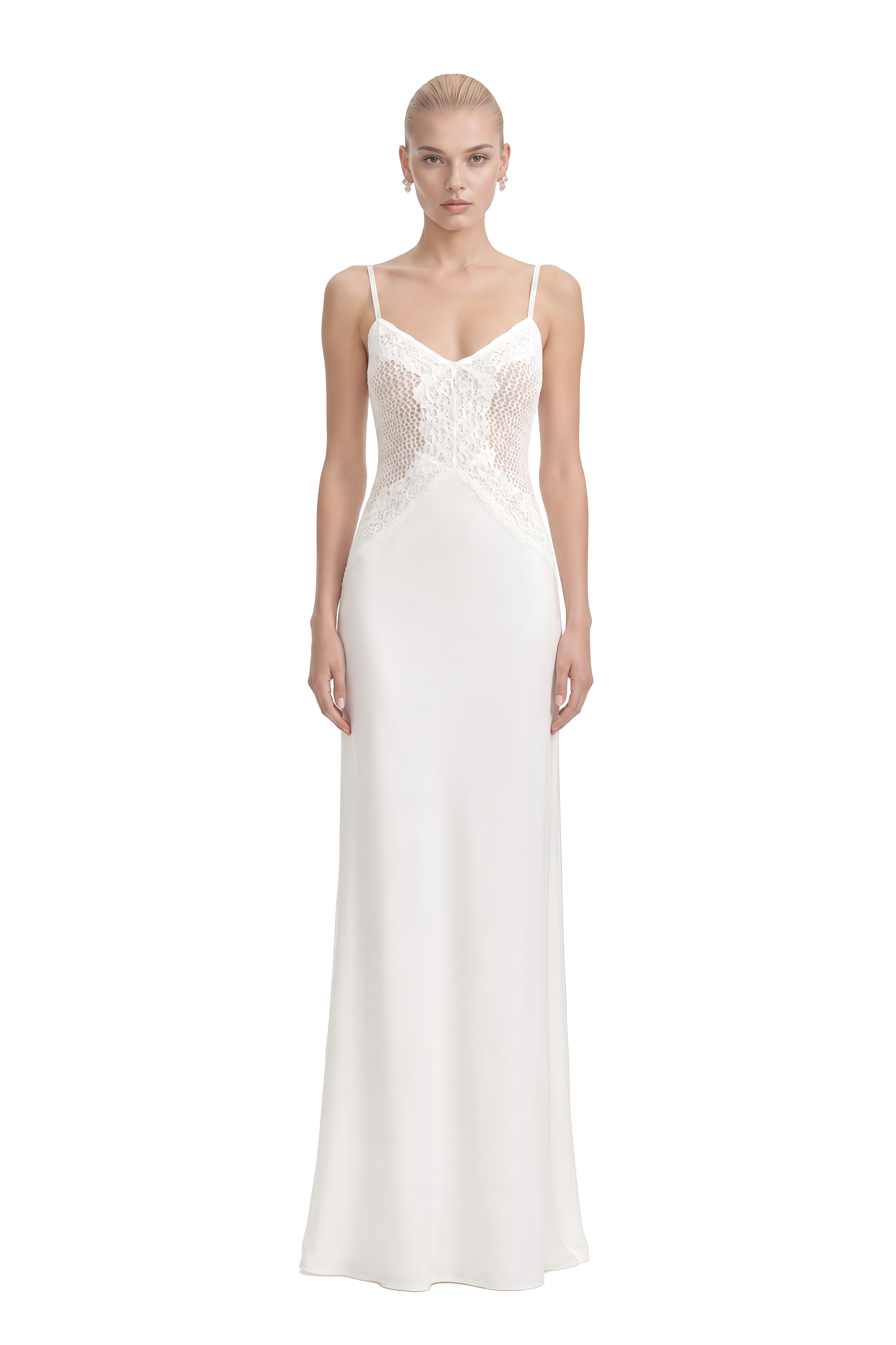 Rosalie White Sweetheart Neck Lace Maxi Dress