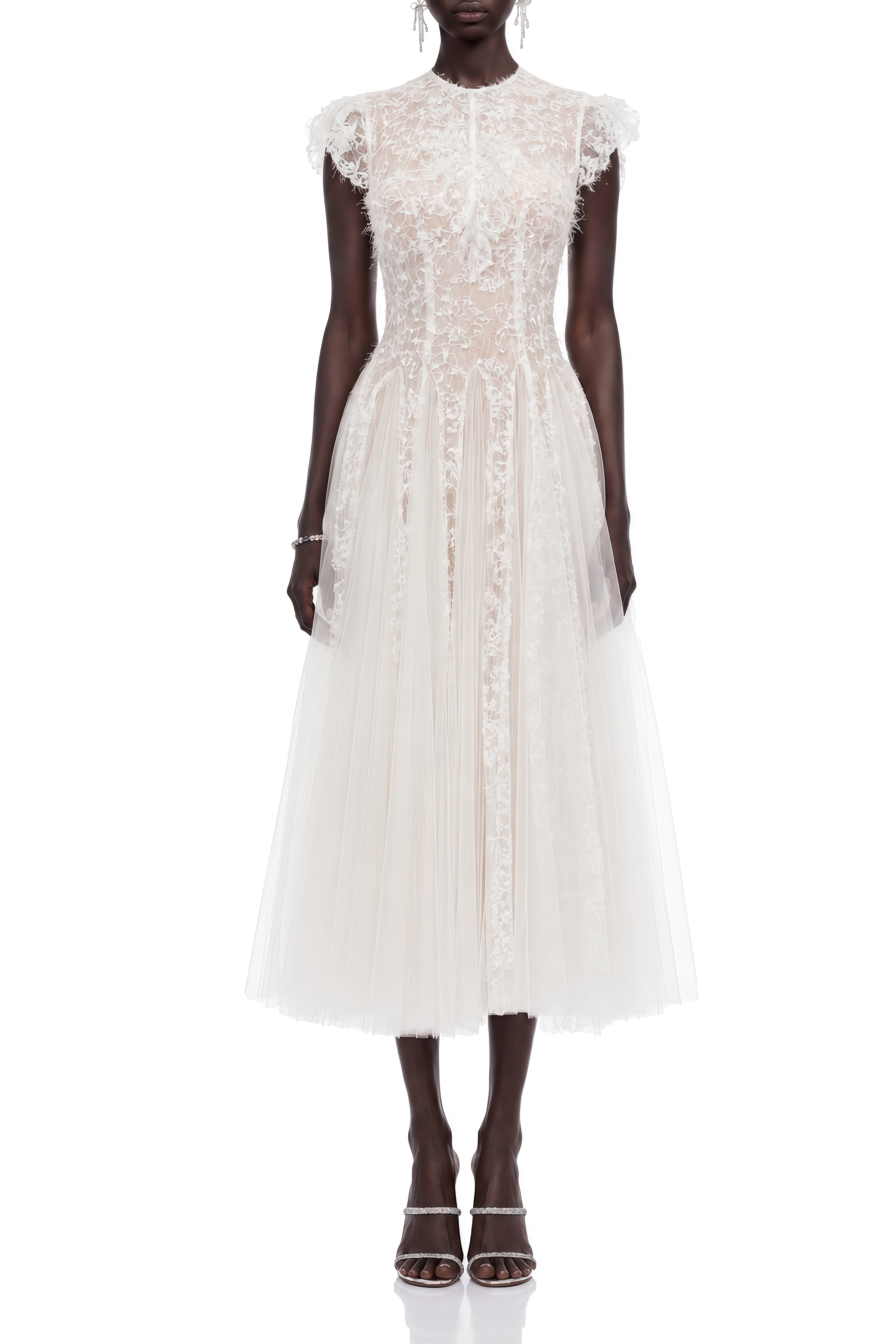 Althea White Floral Embroidered Midi Dress