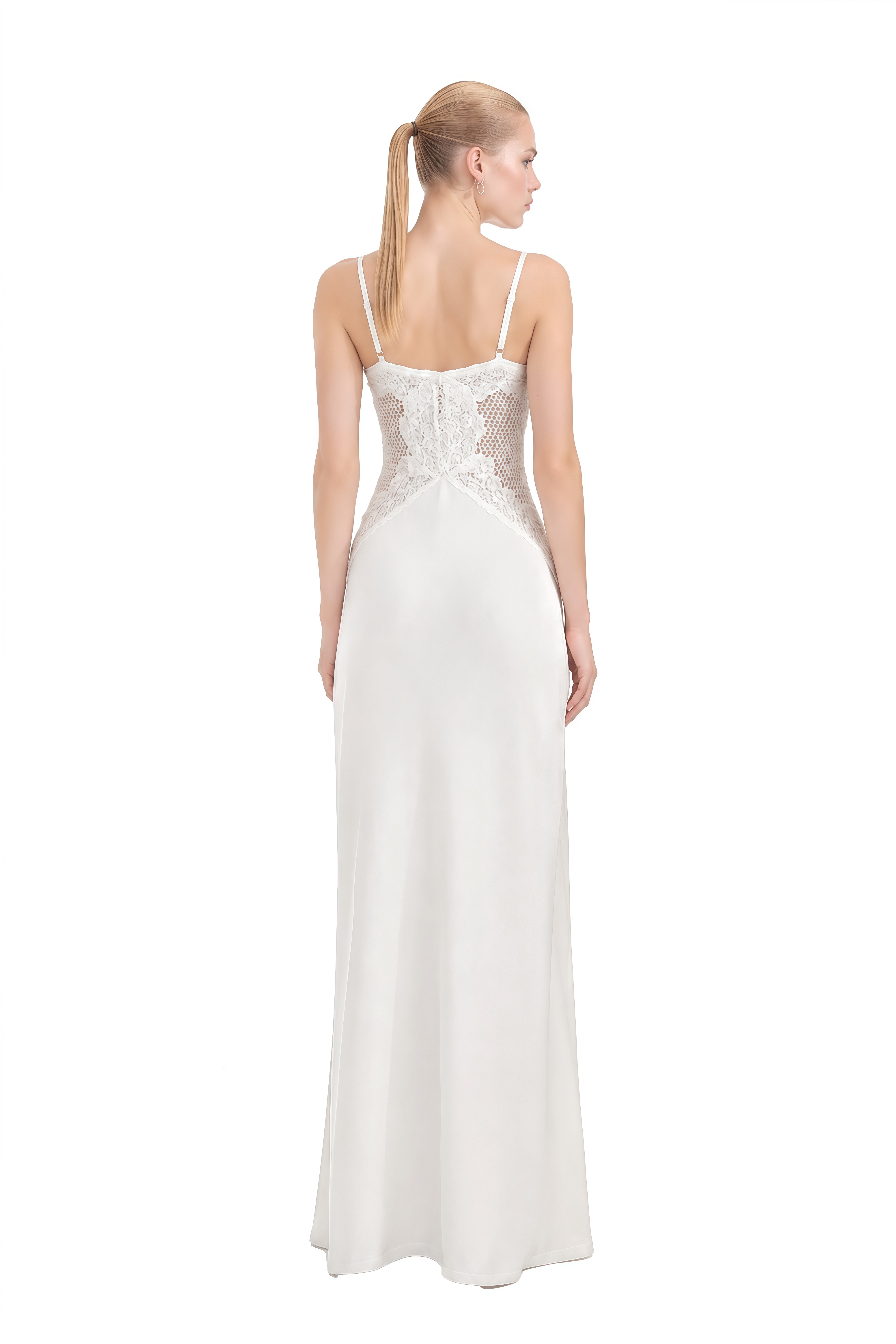 Rosalie White Sweetheart Neck Lace Maxi Dress