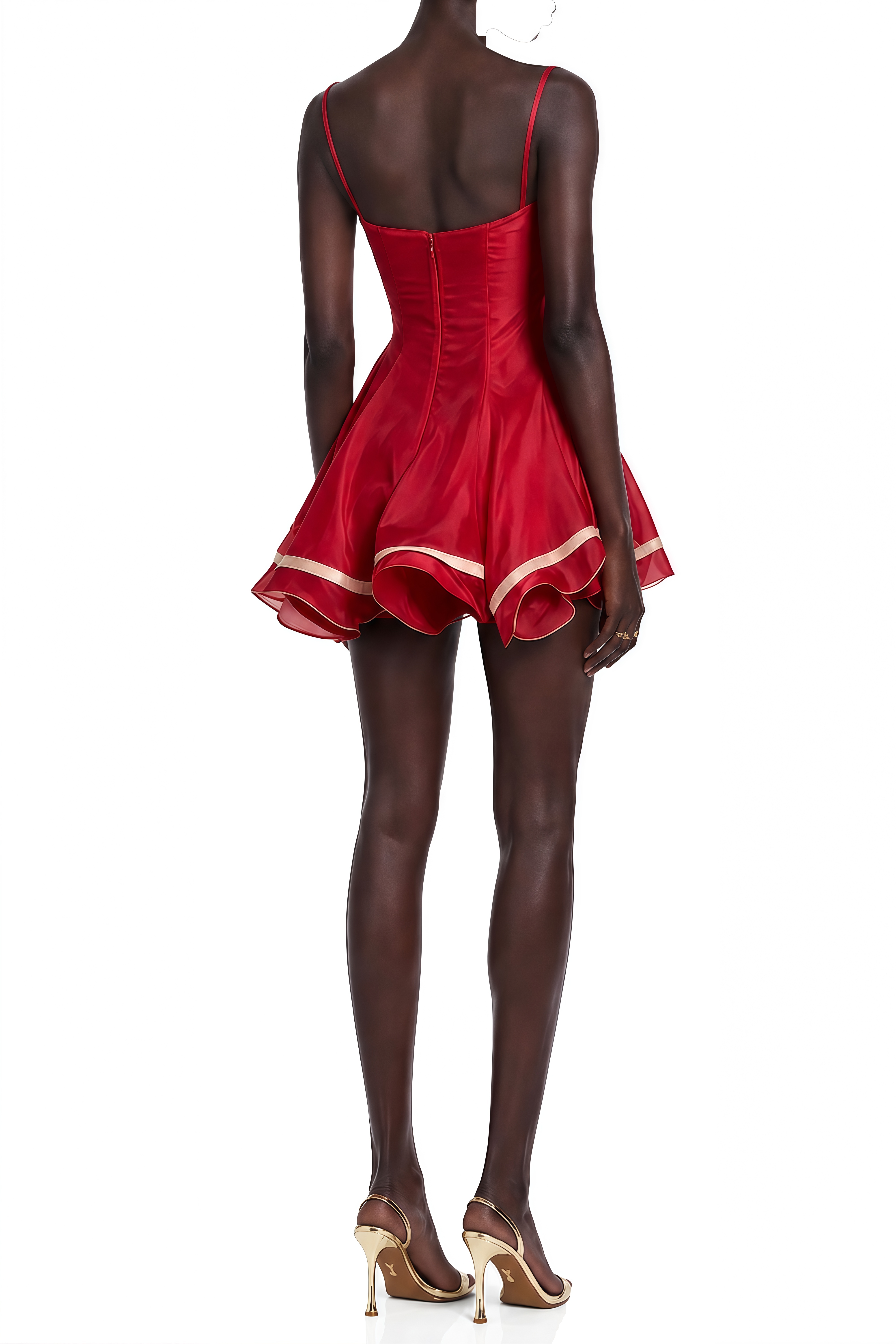 Audrey Red Embroidered Flared Mini Dress