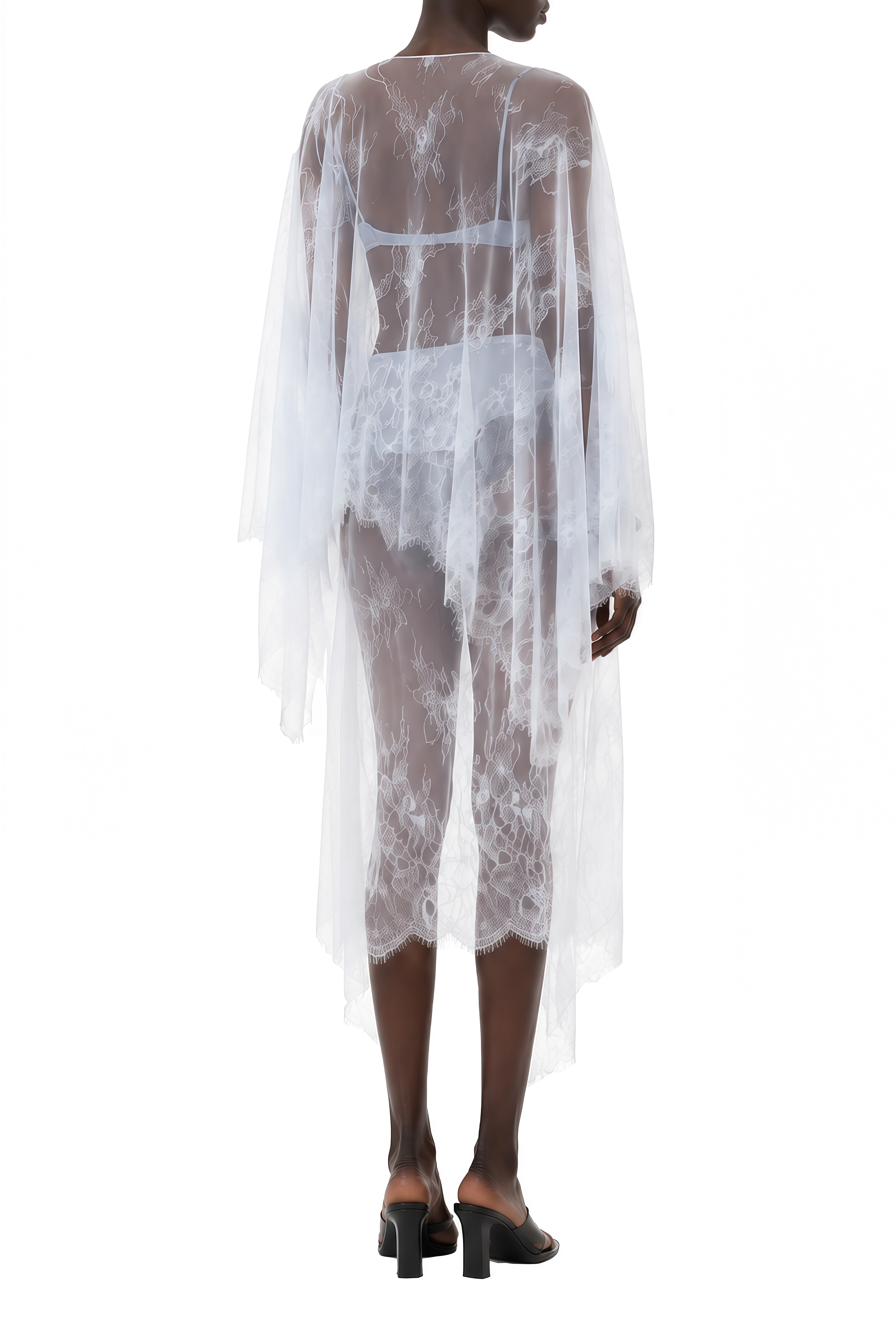 Fiadh Light Blue Sheer Lace Top & Skirt Set