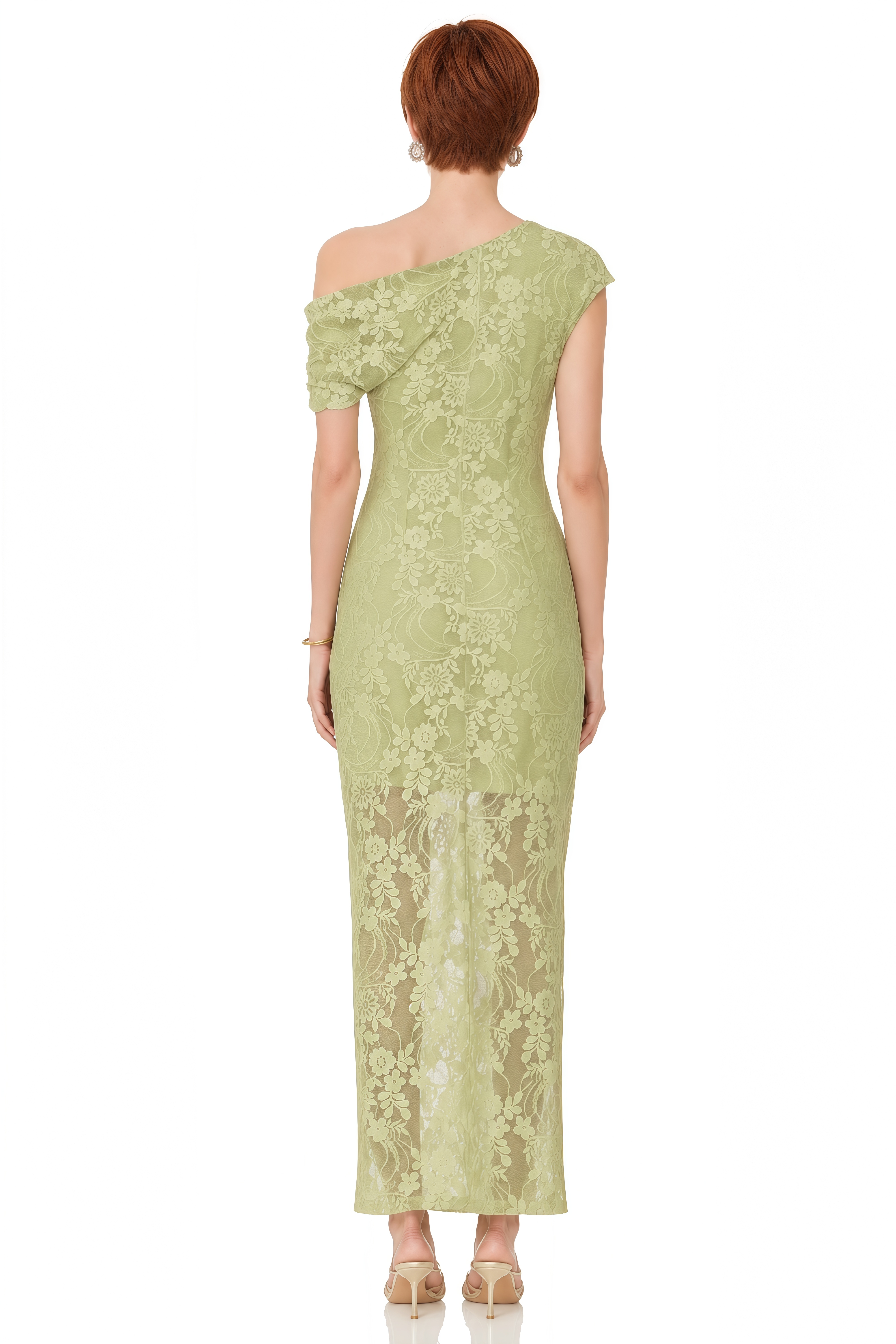 Ivy Green One Shoulder Floral Maxi Dress