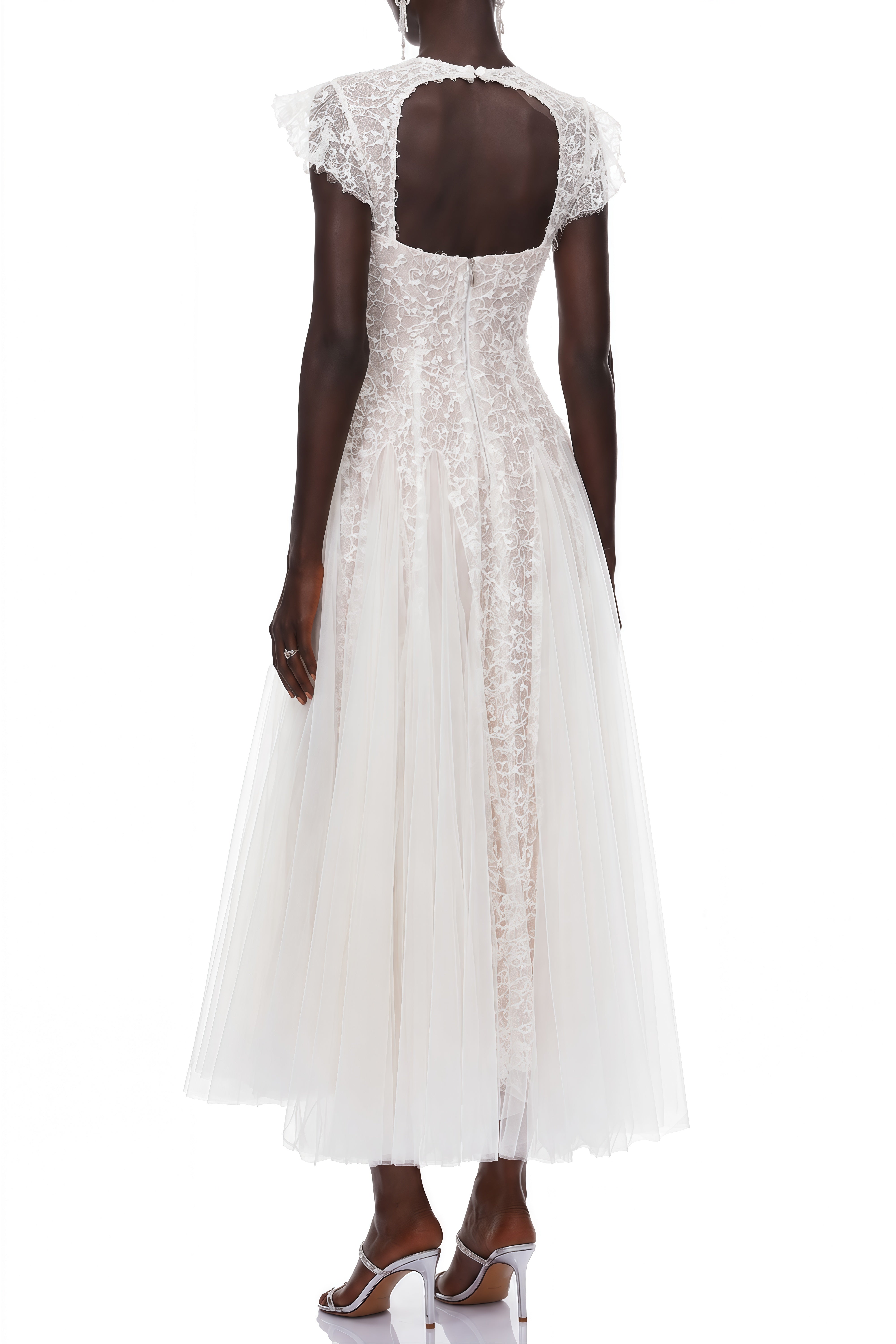 Althea White Floral Embroidered Midi Dress