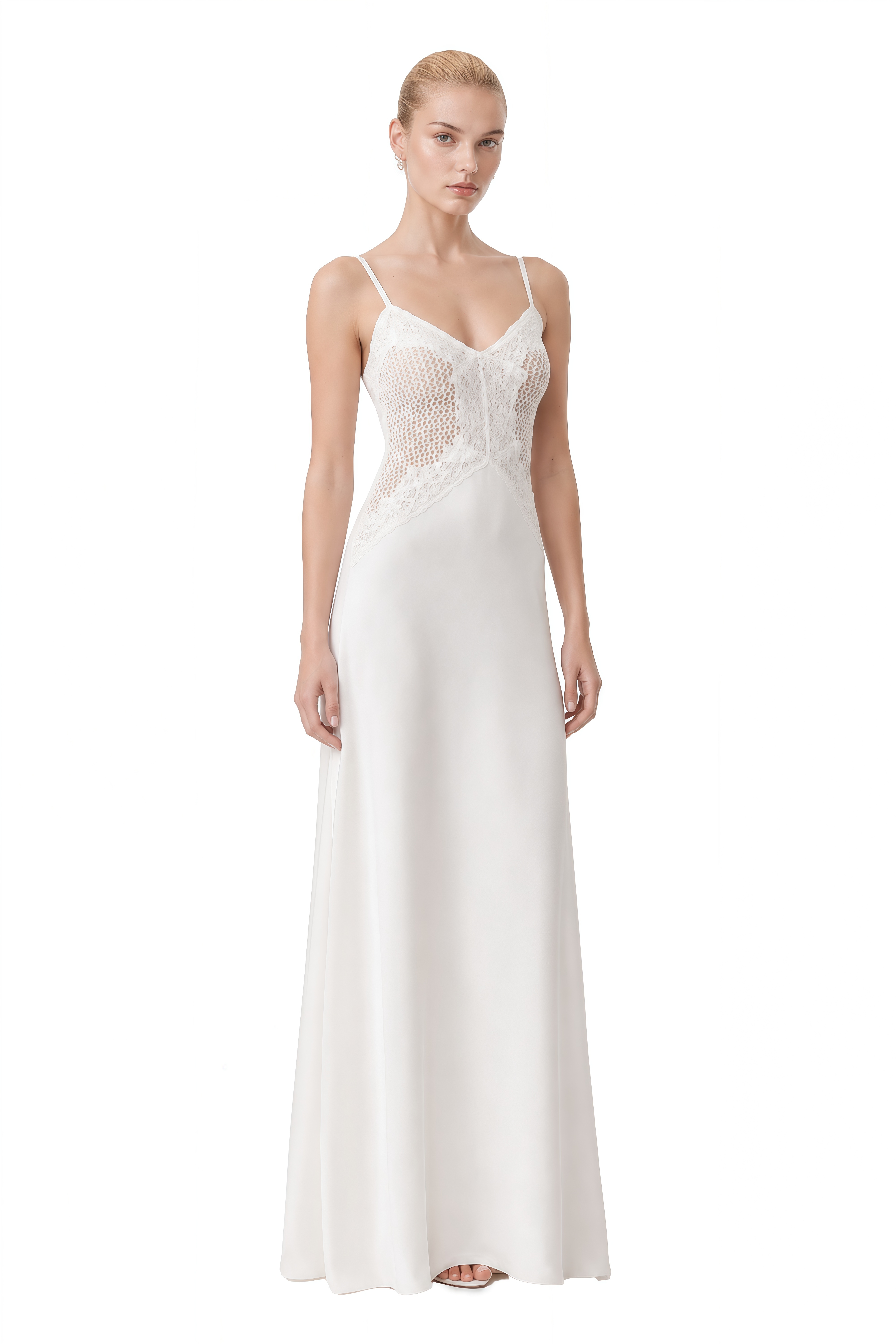 Rosalie White Sweetheart Neck Lace Maxi Dress