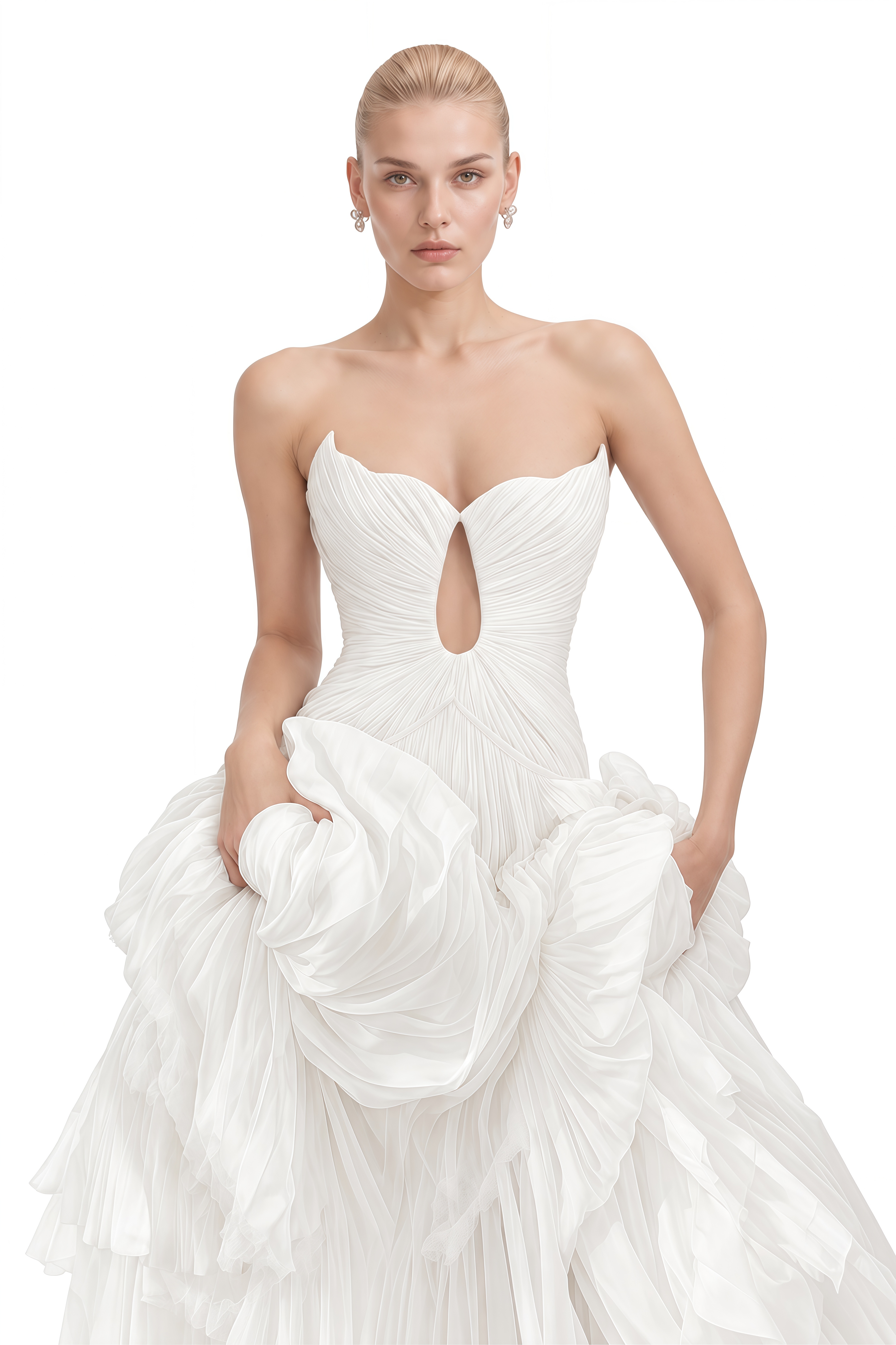 Helena White Strapless Cut-Out Maxi Dress