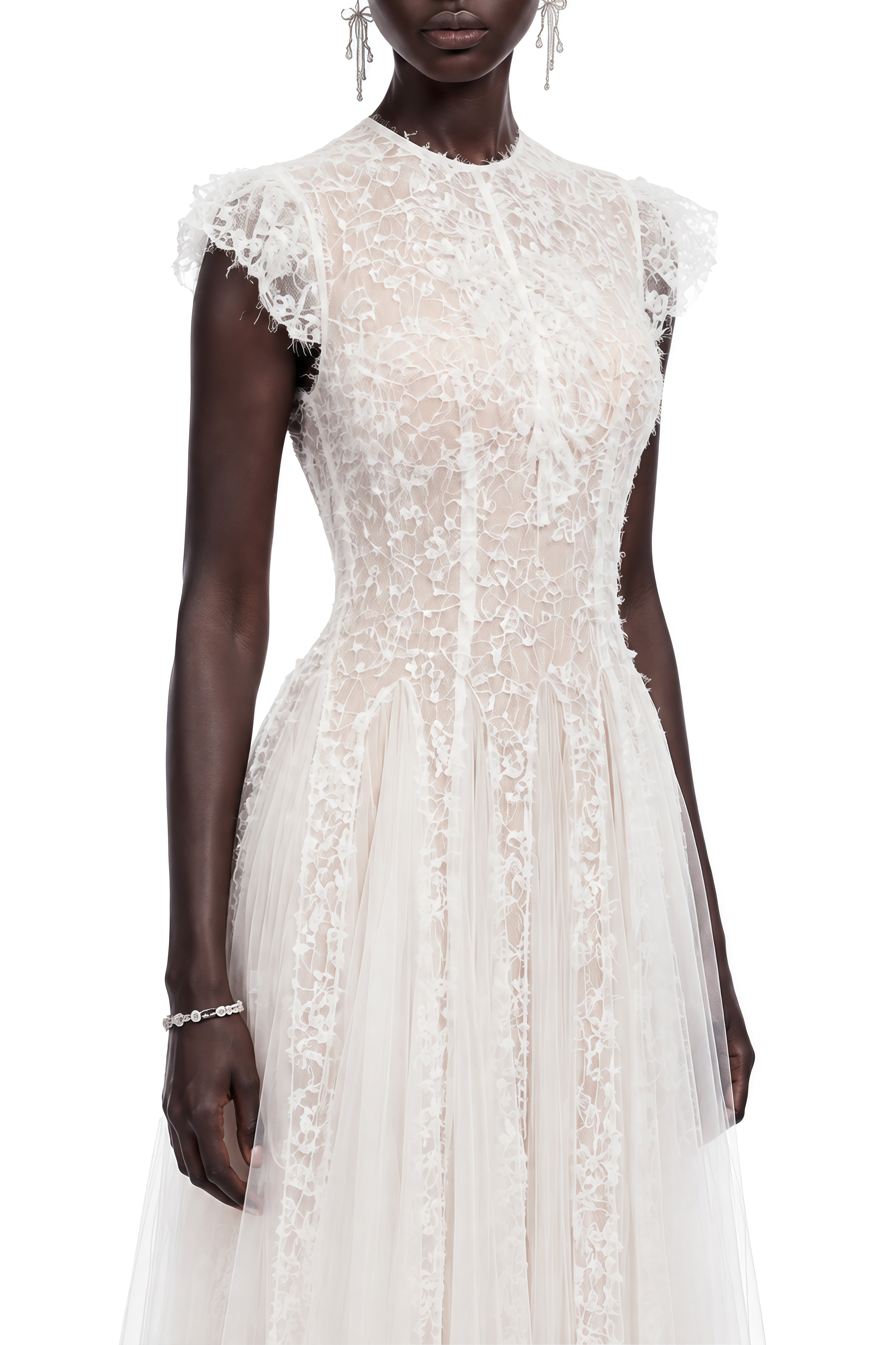 Althea White Floral Embroidered Midi Dress