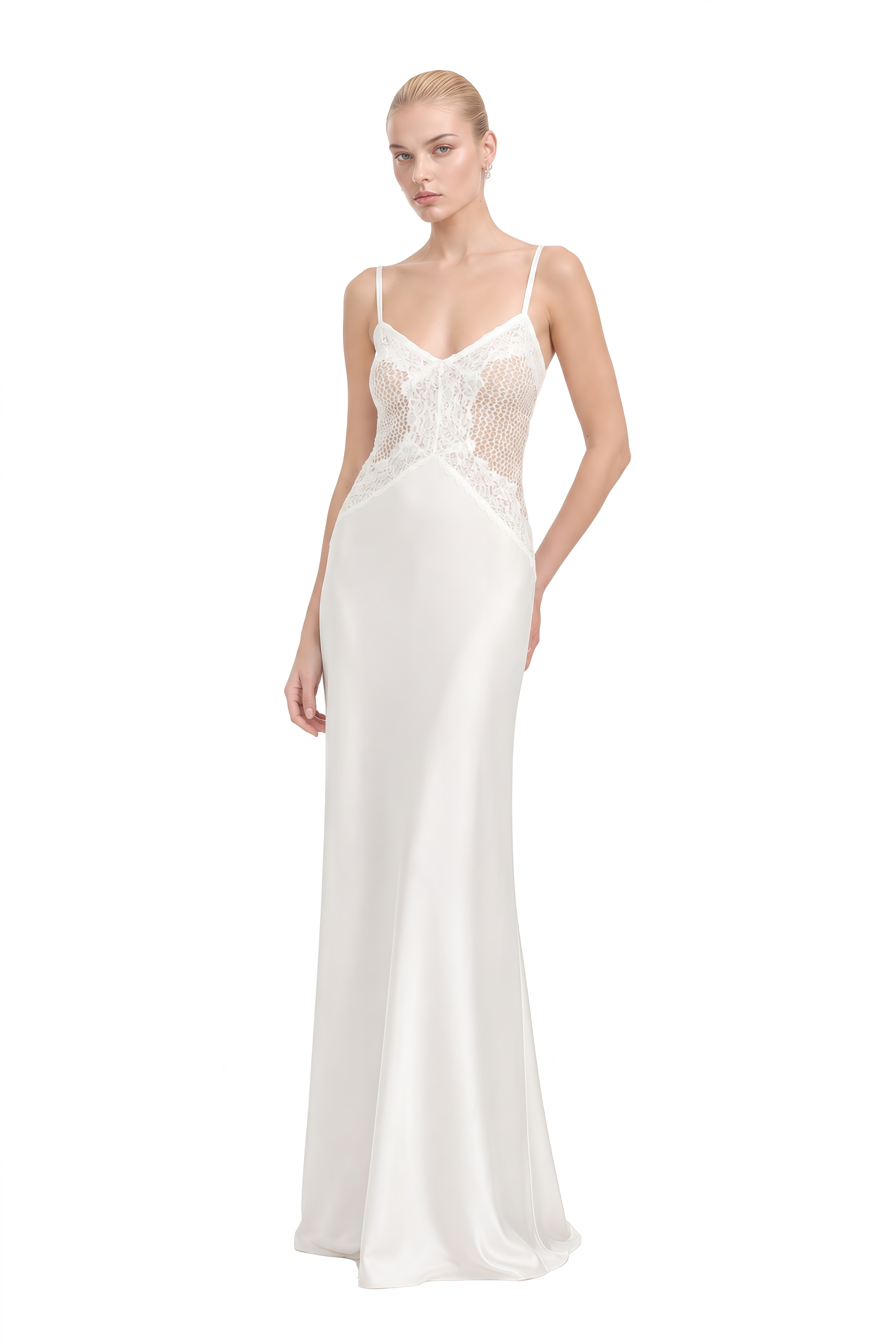Rosalie White Sweetheart Neck Lace Maxi Dress