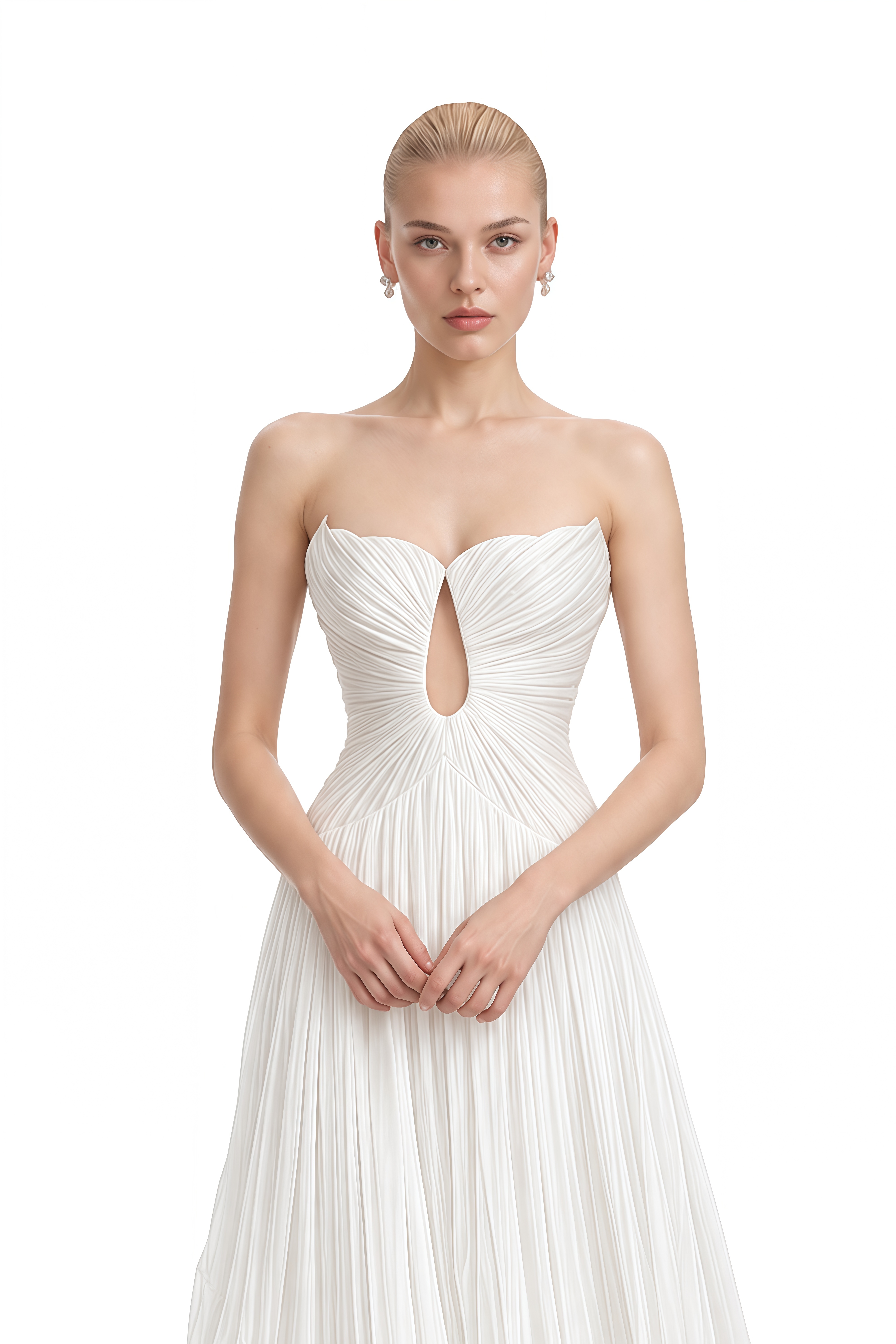Helena White Strapless Cut-Out Maxi Dress