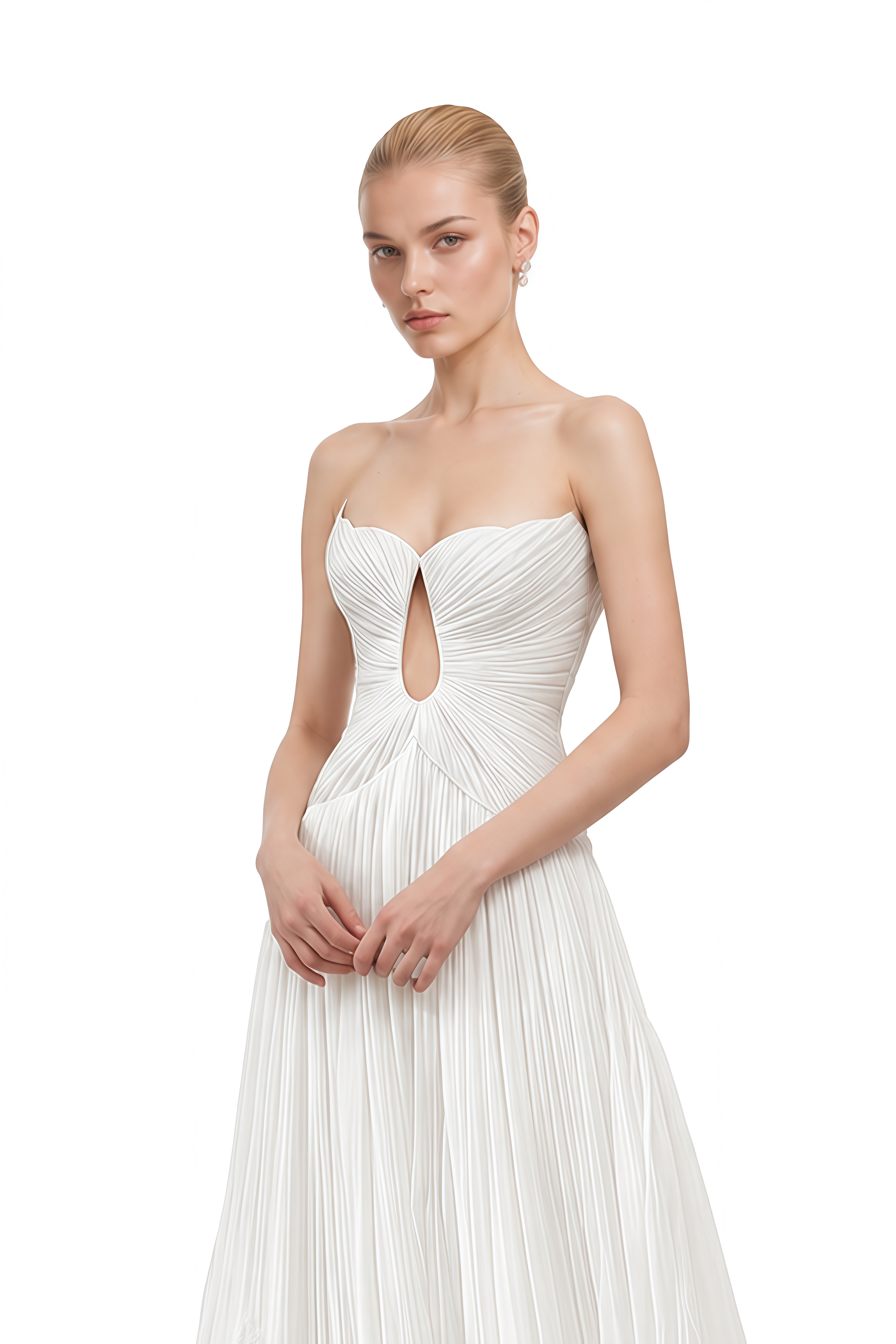 Helena White Strapless Cut-Out Maxi Dress