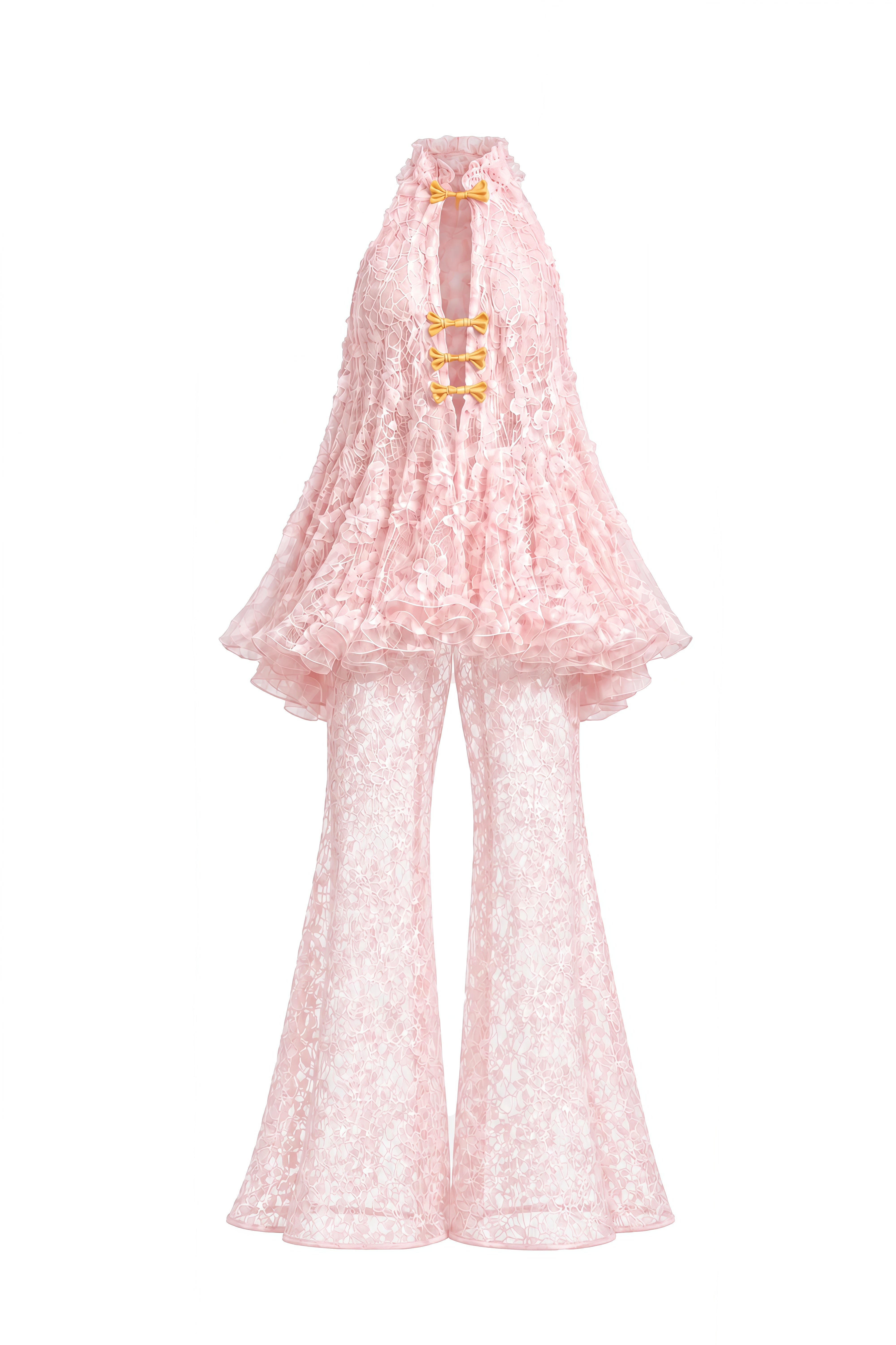 Lydia Pink Sleeveless Lace Top & Trousers Set