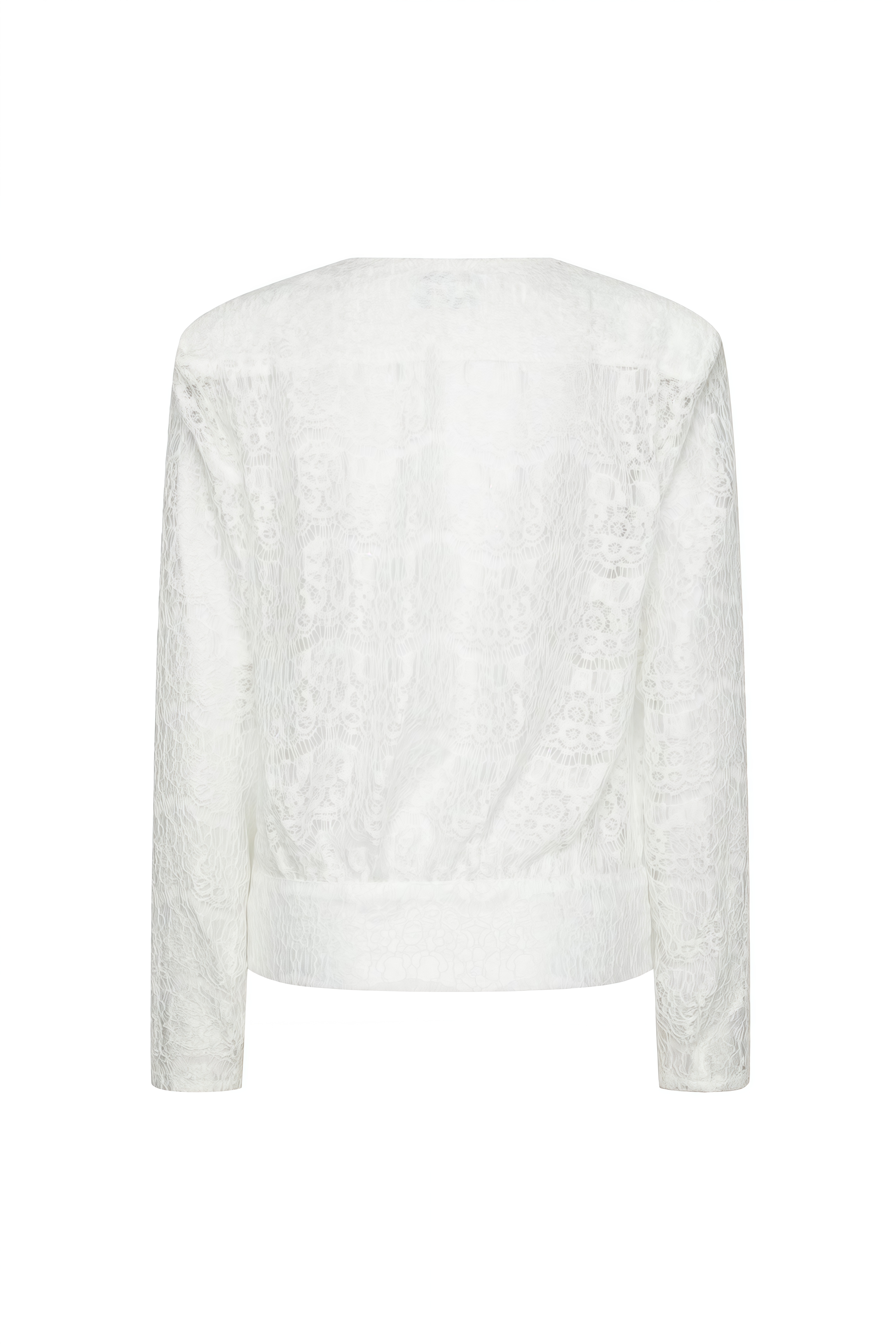 Celine White Long Sleeves Lace Blouse & Trousers Set