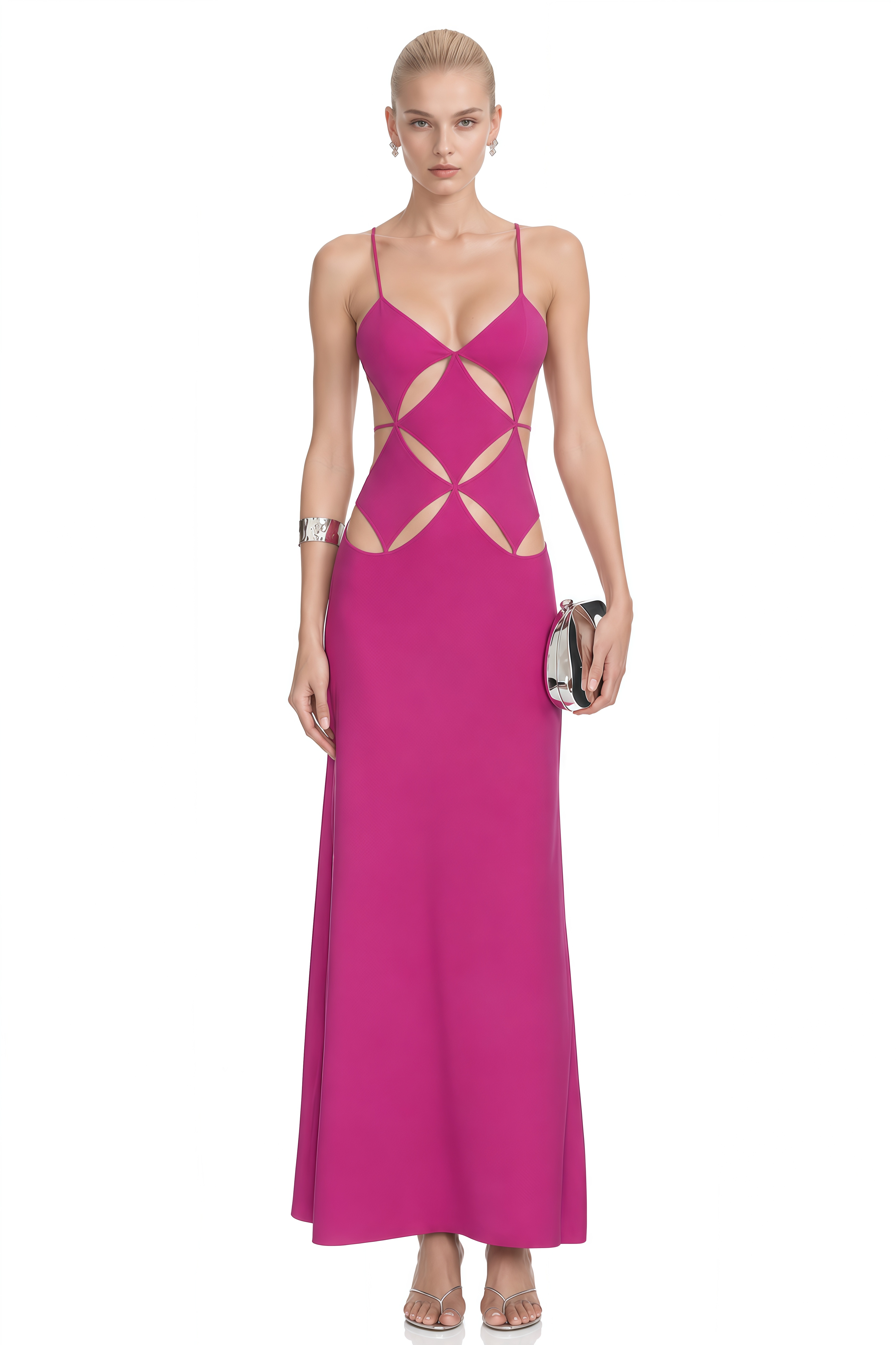 Iris Pink Sleeveless Cut-Out Maxi Dress