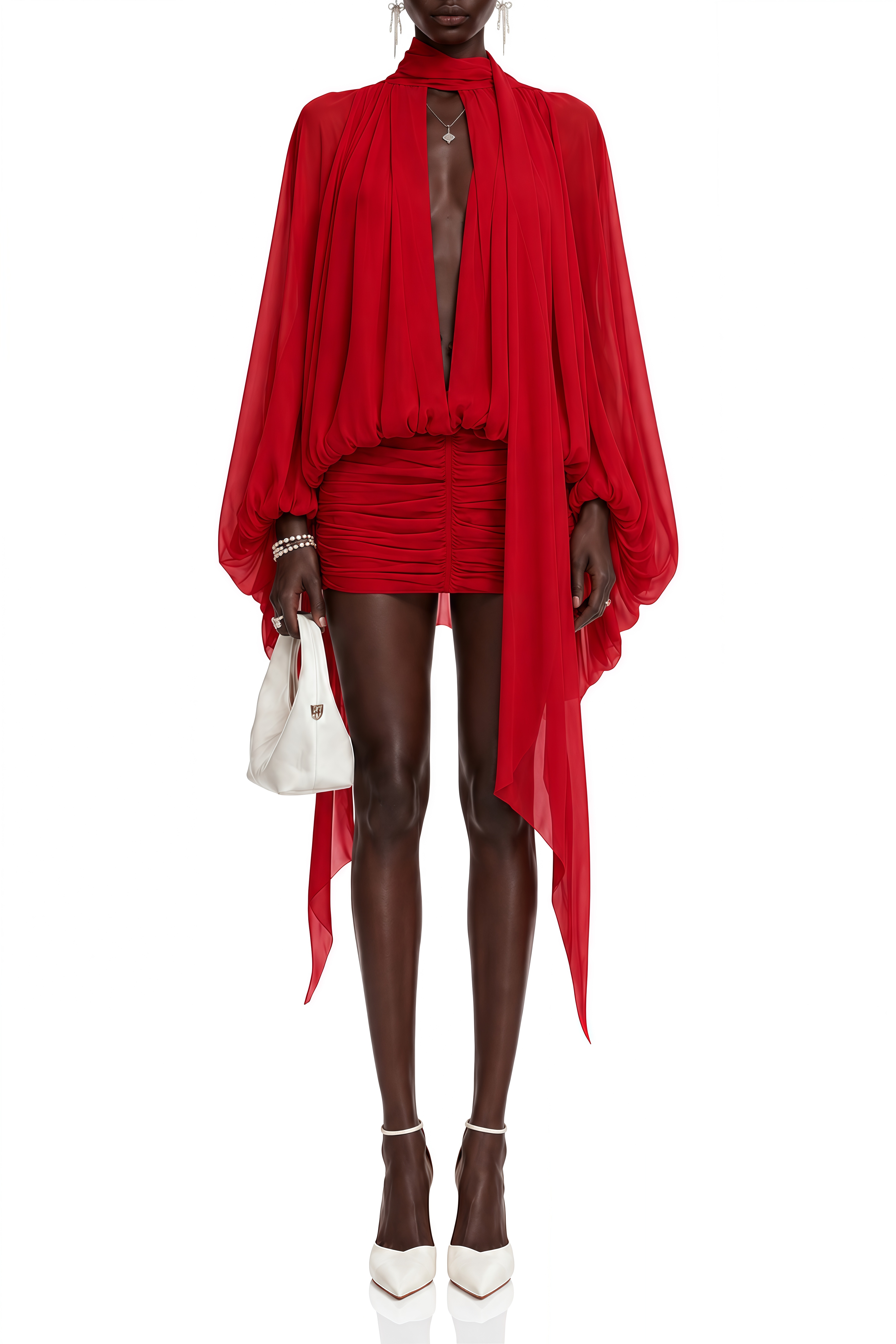 Juliet Red Turtleneck Long Sleeves Mini Dress